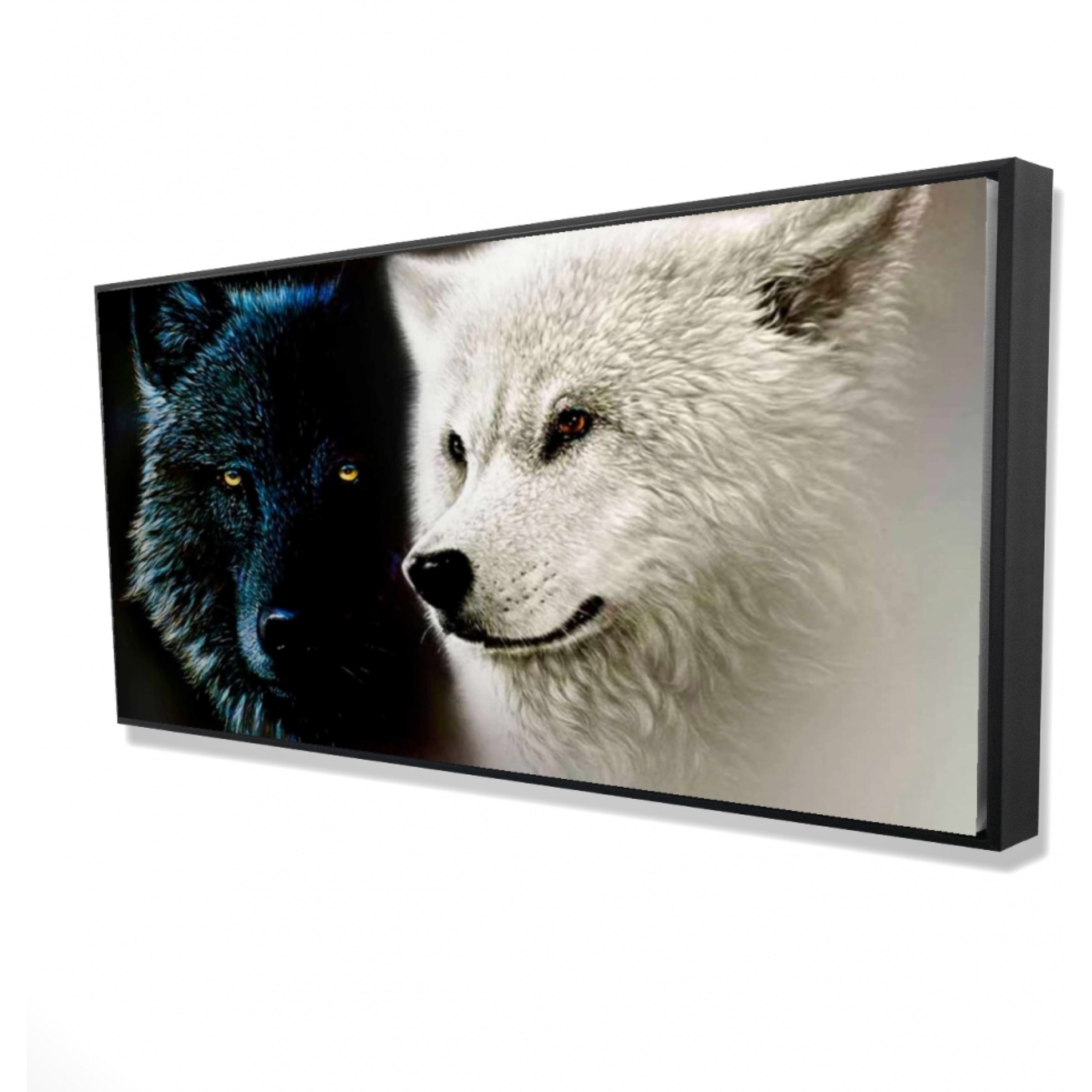 Ying & Yang Wolves - Framed Print on canvas by Begin Edition