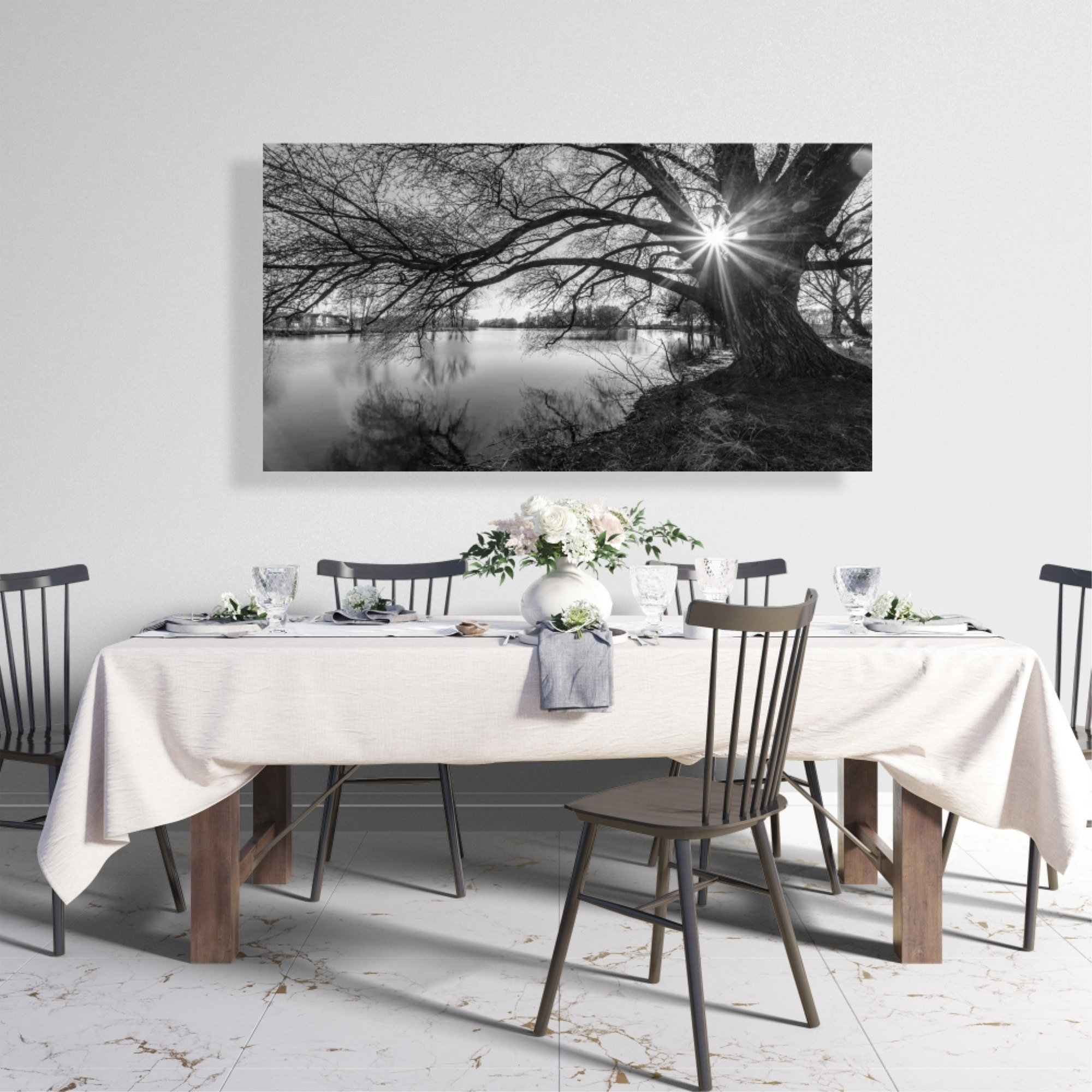Black & White Lake - Print on canvas by Begin Edition