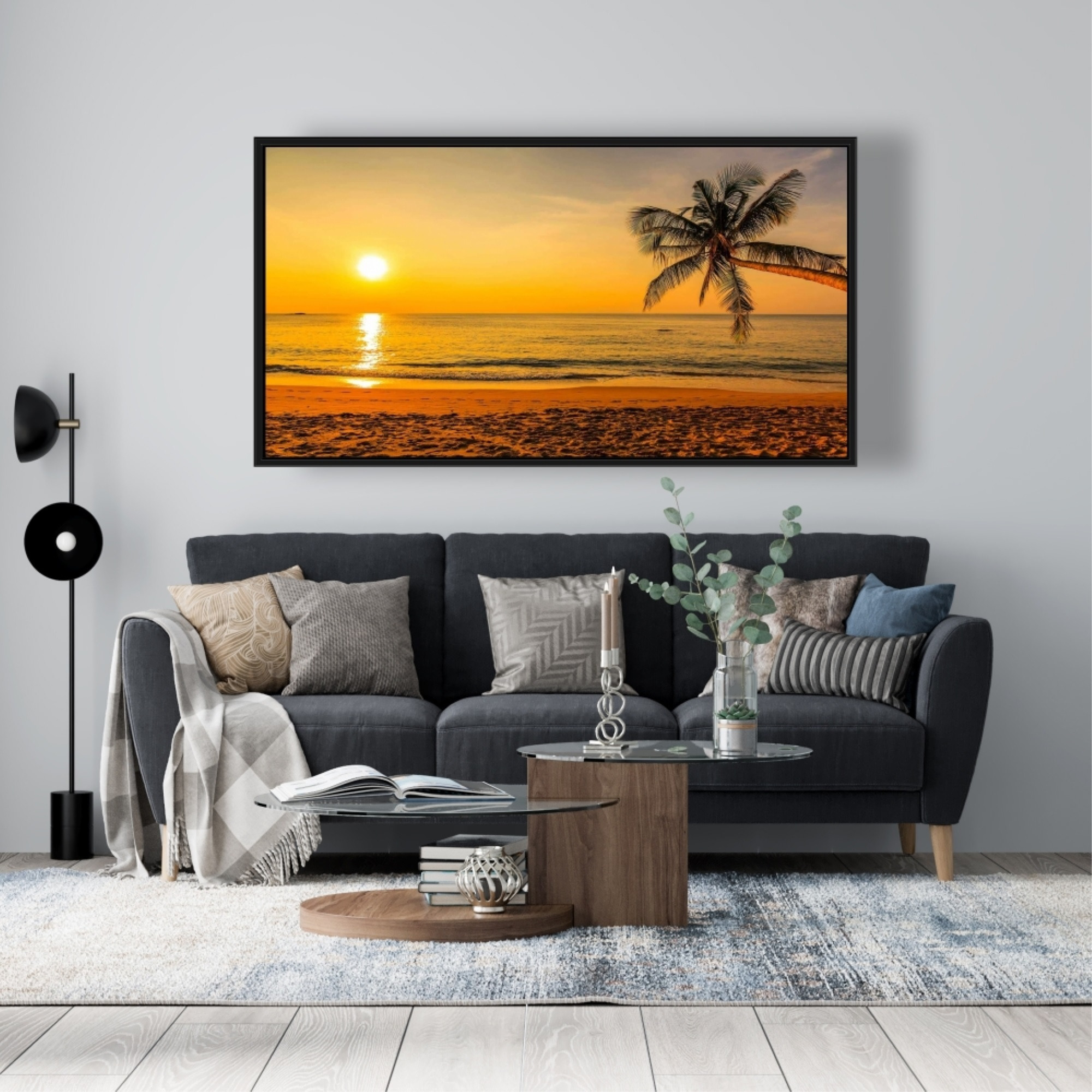 Tropical Sunset - Framed Print on canvas by Begin Edition