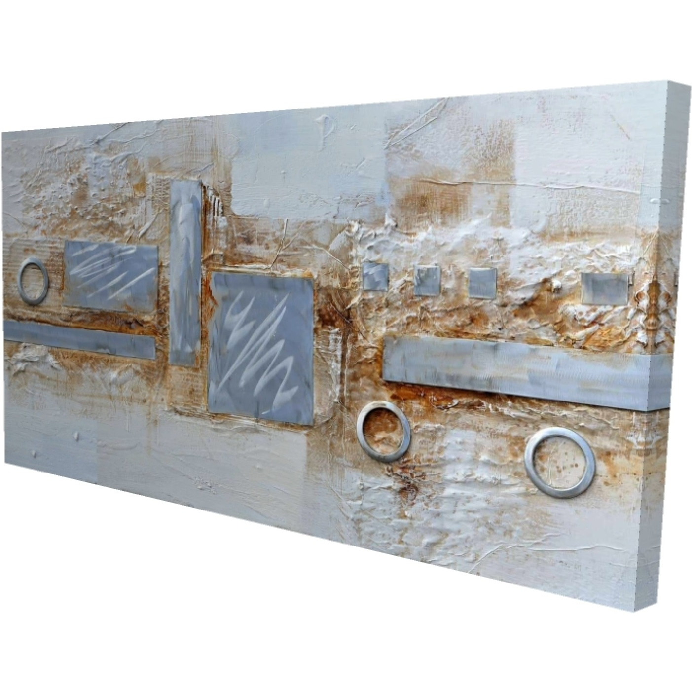 Abstract Circles And Squares With Metal Looking Finish - Print on canvas by Begin Edition