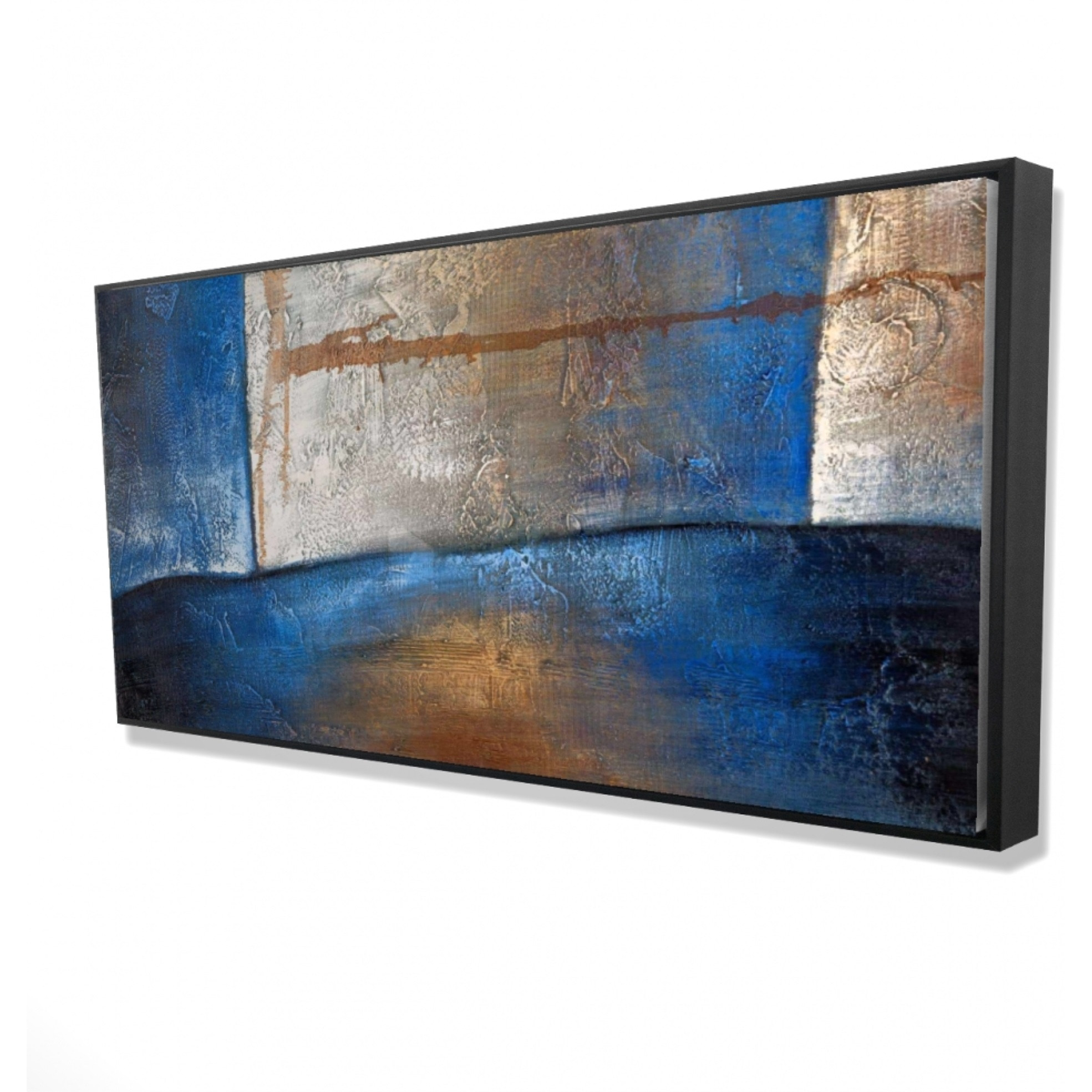 Luminous Blue And Bronze Shape - Framed Print on canvas by Begin Edition