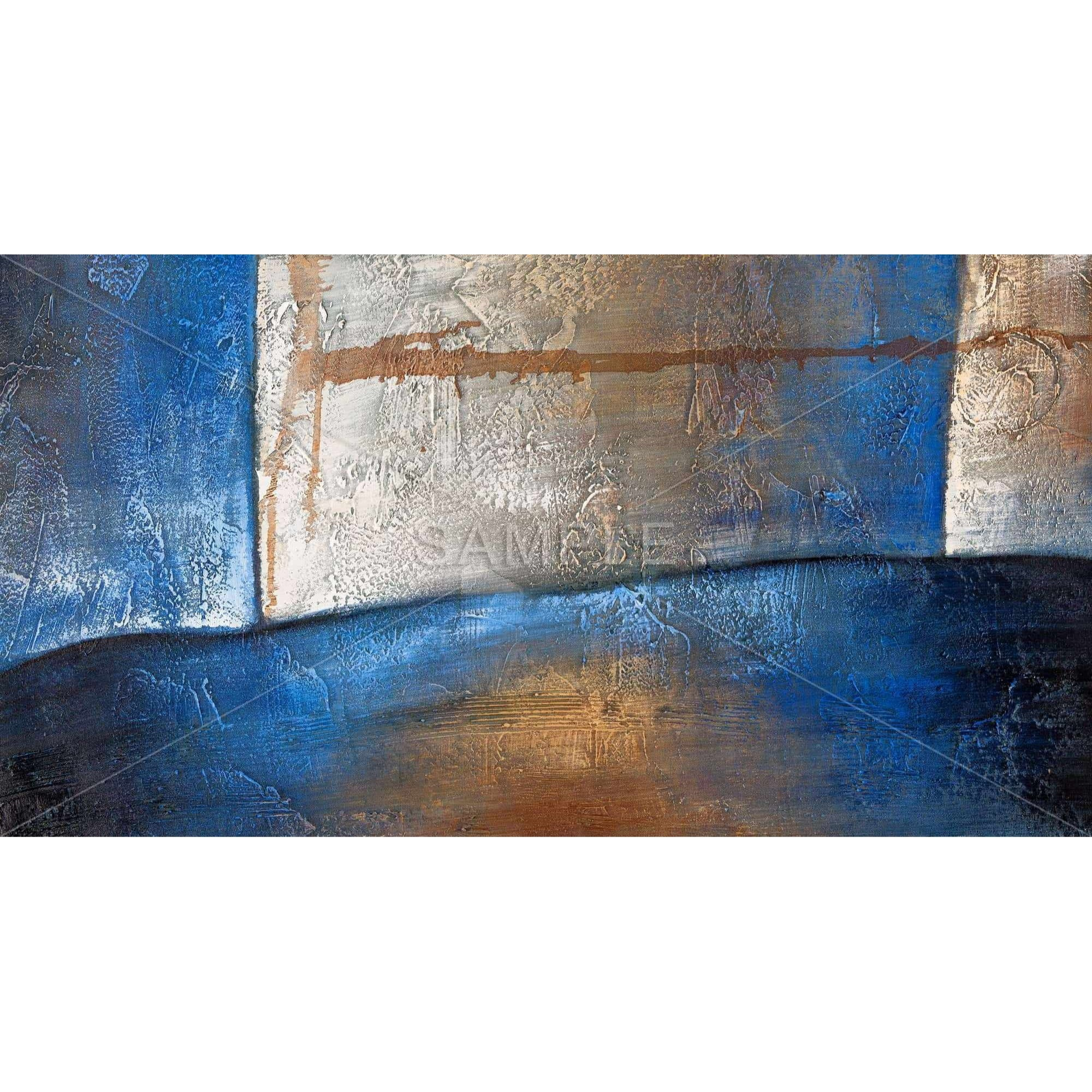 Luminous Blue And Bronze Shape - Framed Print on canvas by Begin Edition