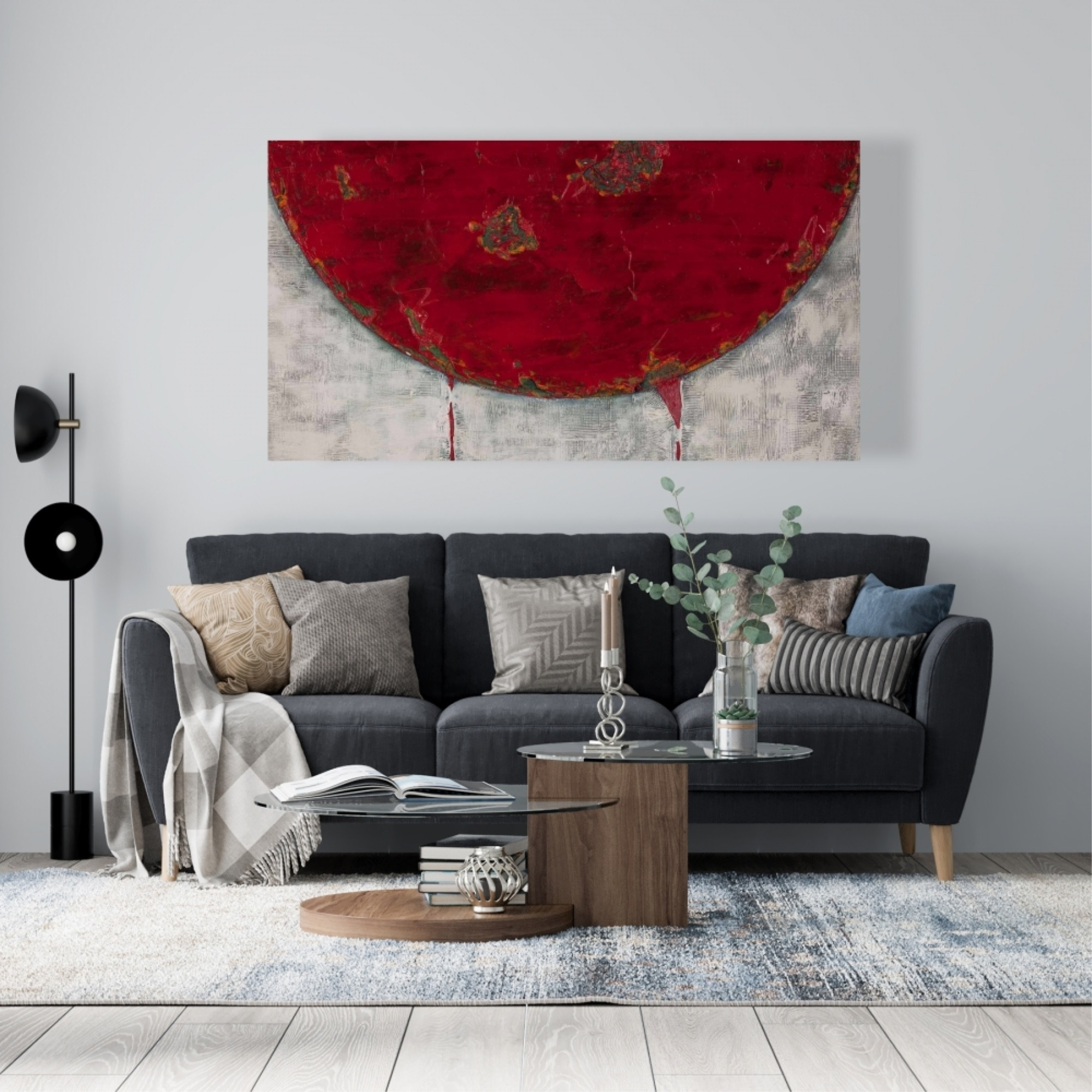 Red Half Circle - Print on canvas by Begin Edition