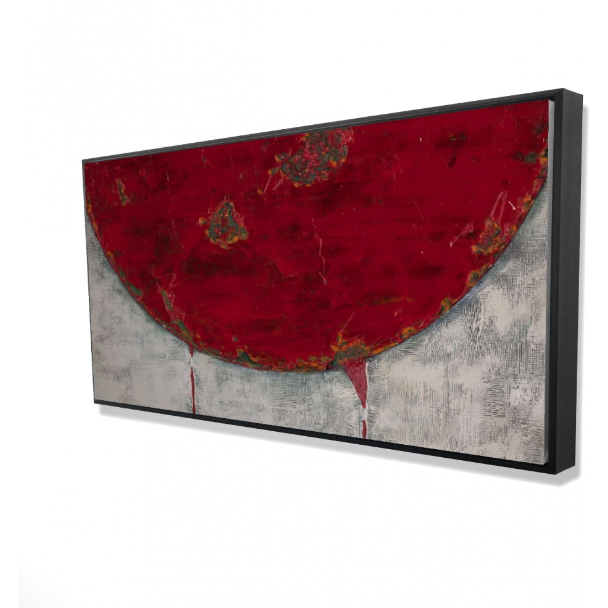 Red Half Circle - Framed Print on canvas by Begin Edition