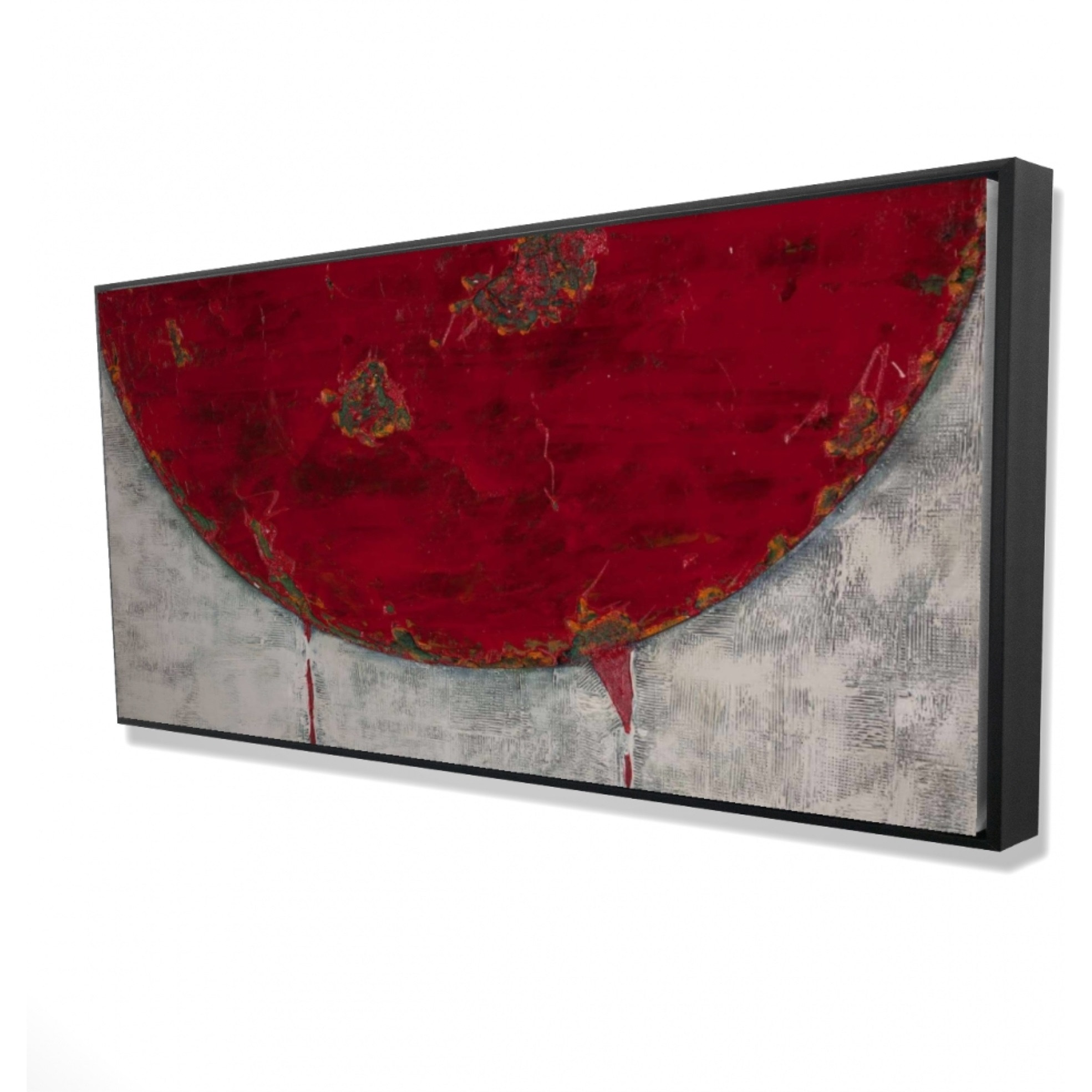 Red Half Circle - Framed Print on canvas by Begin Edition