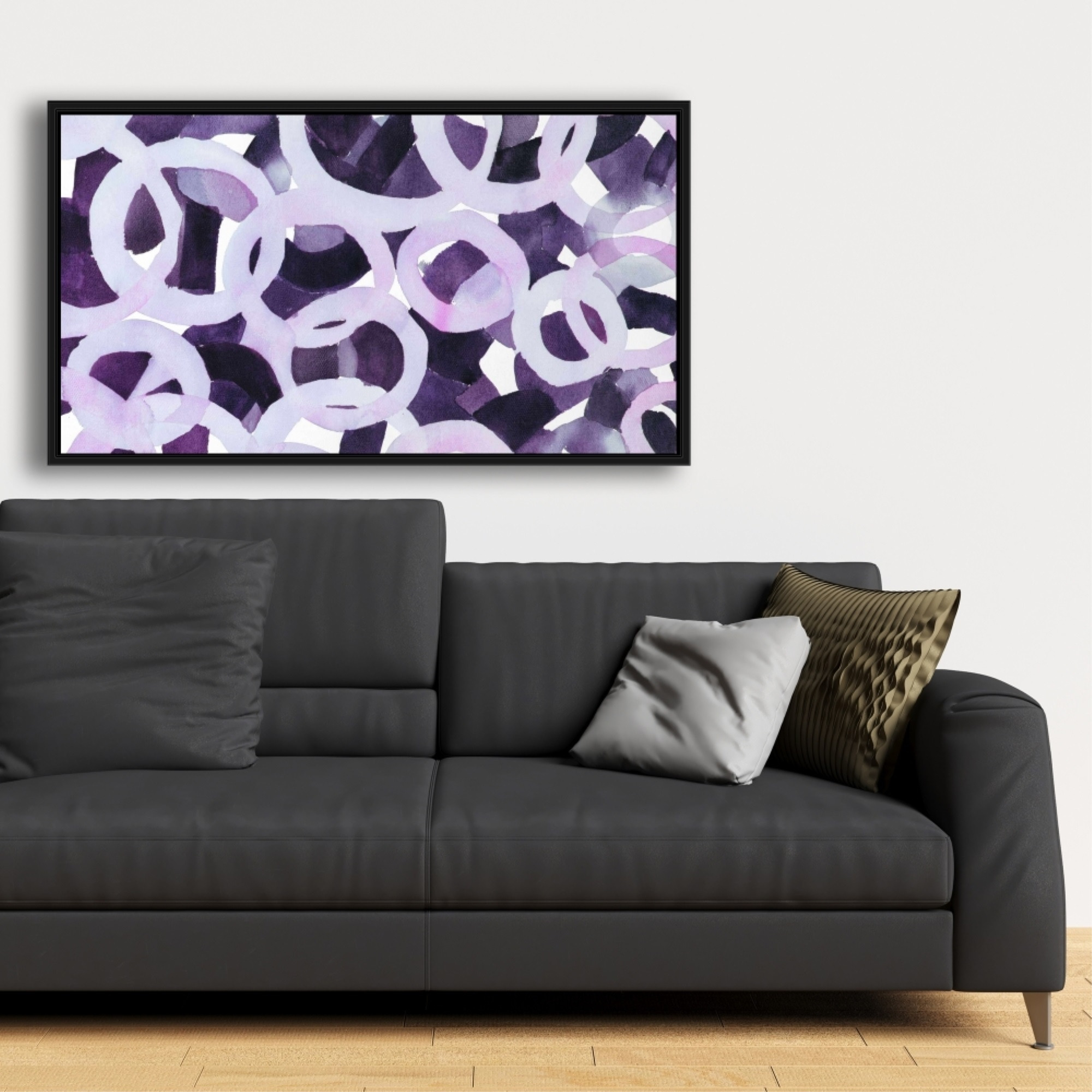 Abstract Purple Circles - Framed Print on canvas by Begin Edition