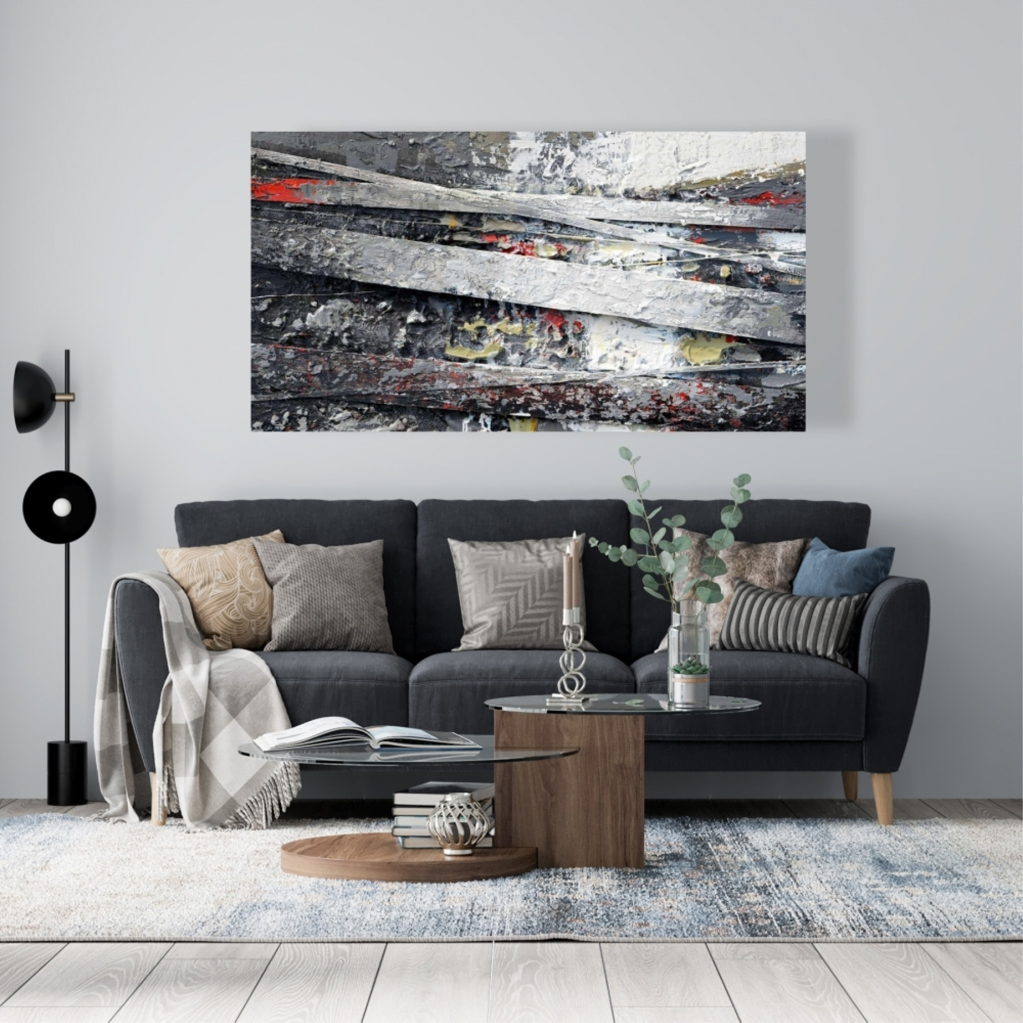 Industrial And Texturized Abstract Stripes - Print on canvas by Begin Edition