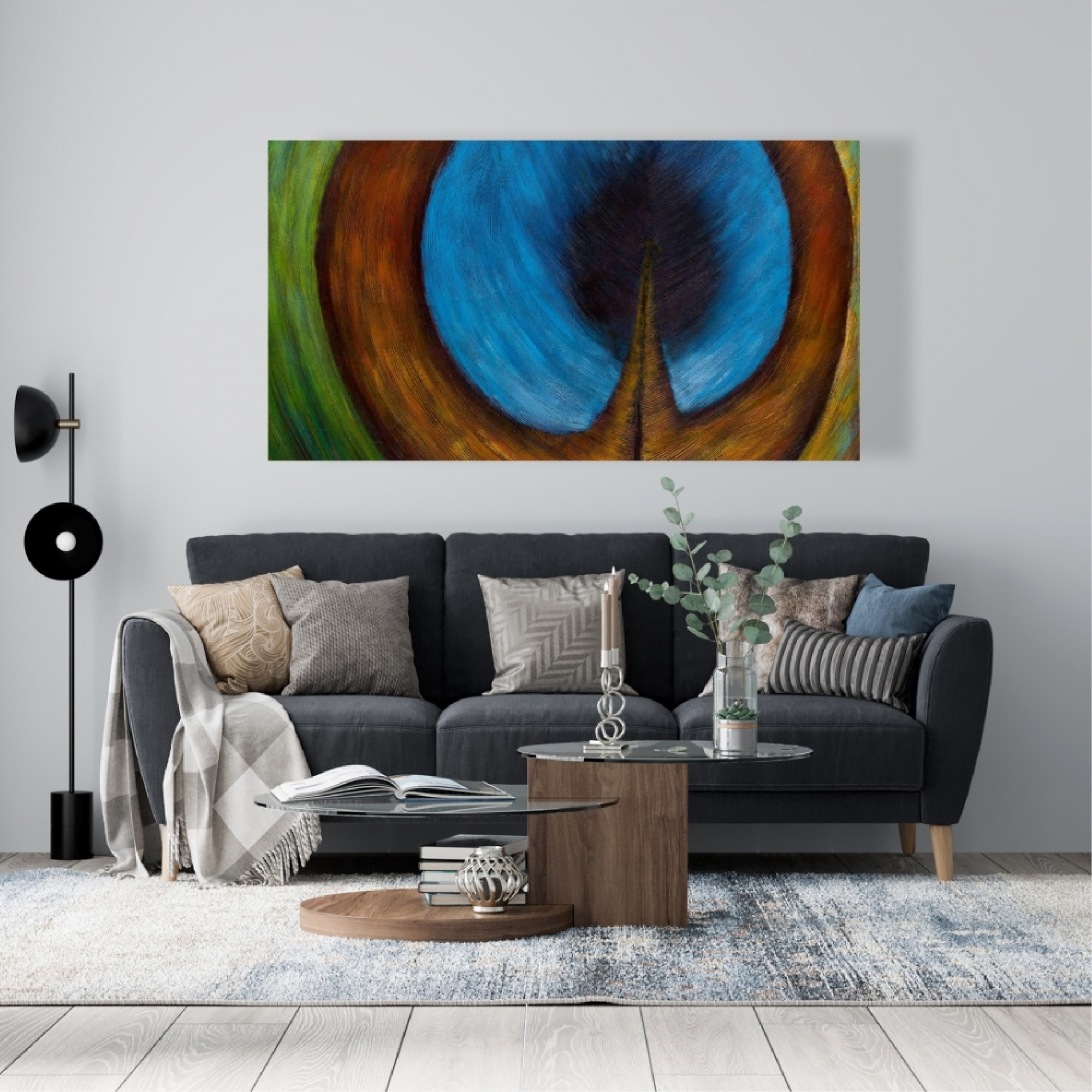 Peacock Feather Center - Print on canvas by Begin Edition