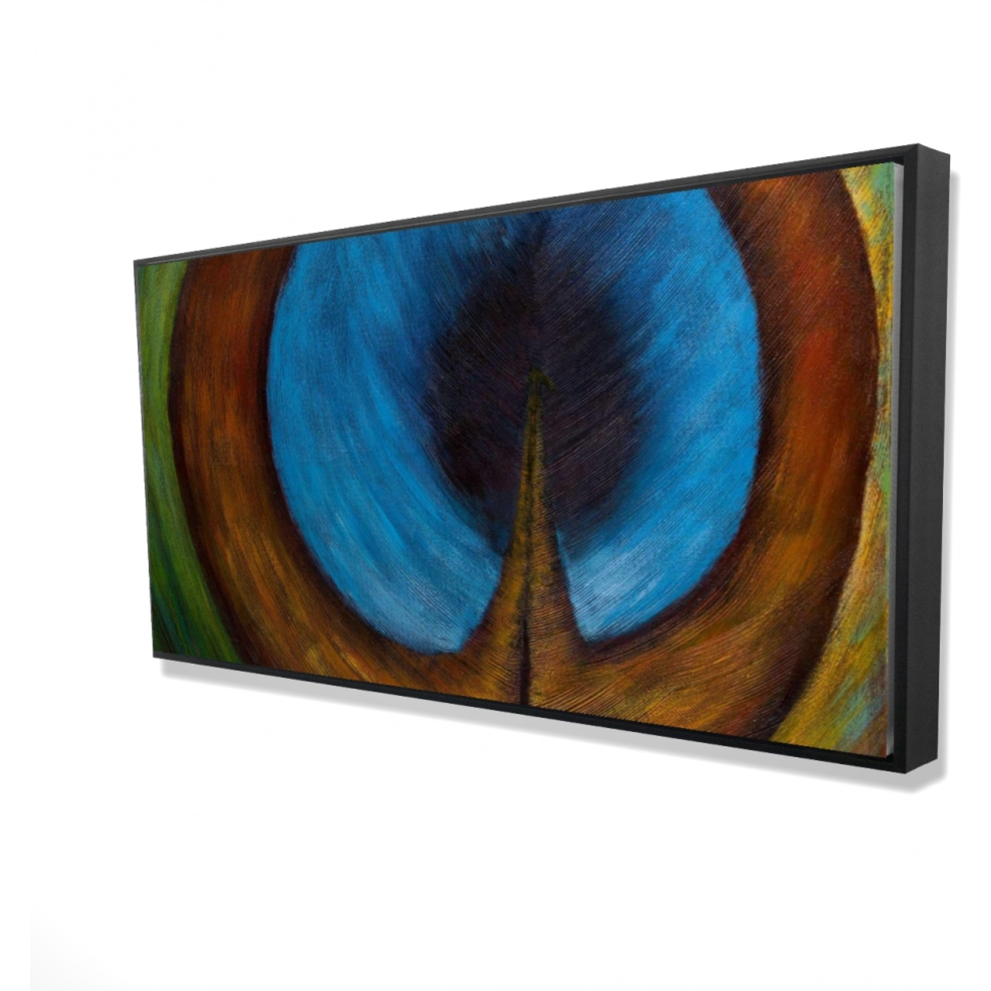 Peacock Feather Center - Framed Print on canvas by Begin Edition