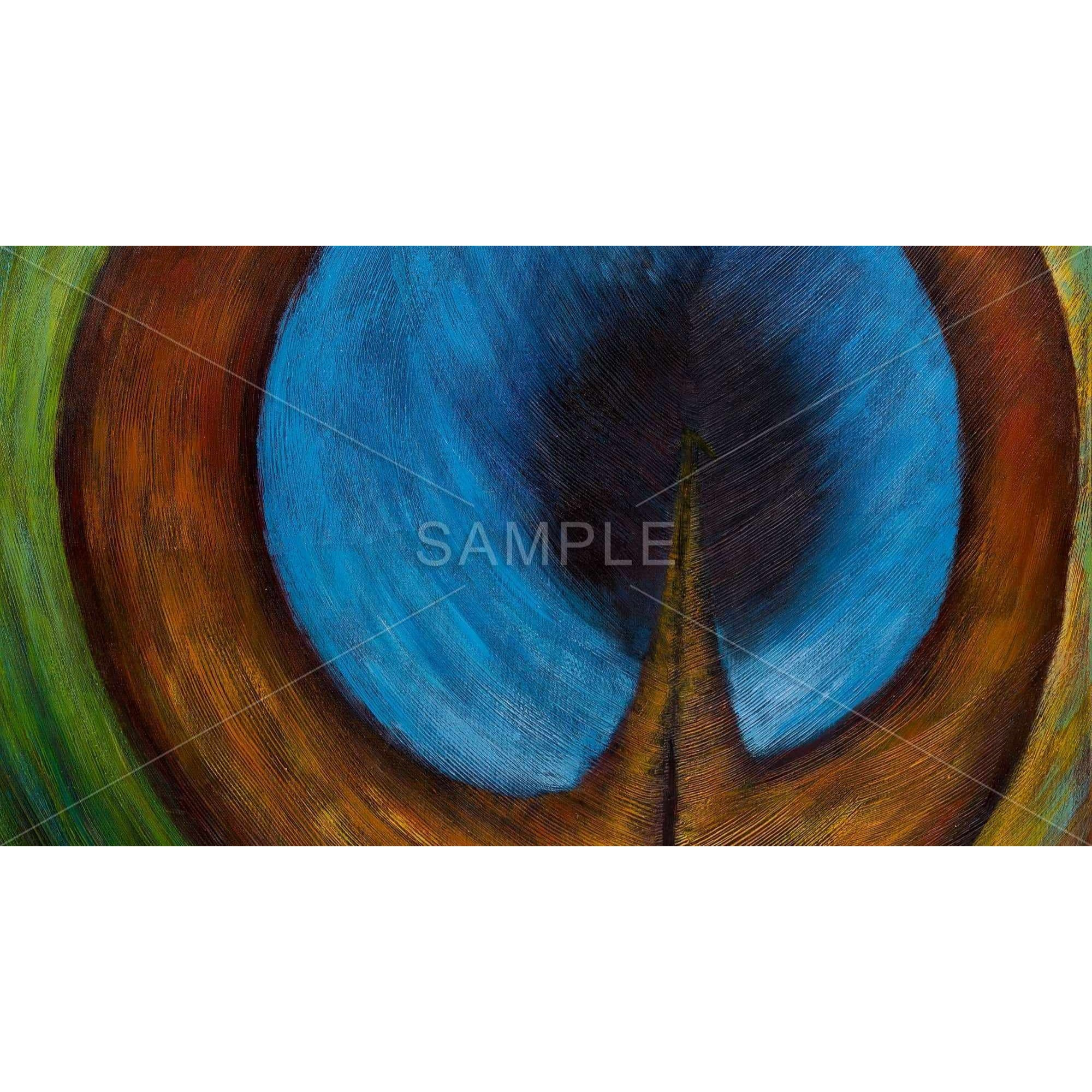 Peacock Feather Center - Framed Print on canvas by Begin Edition
