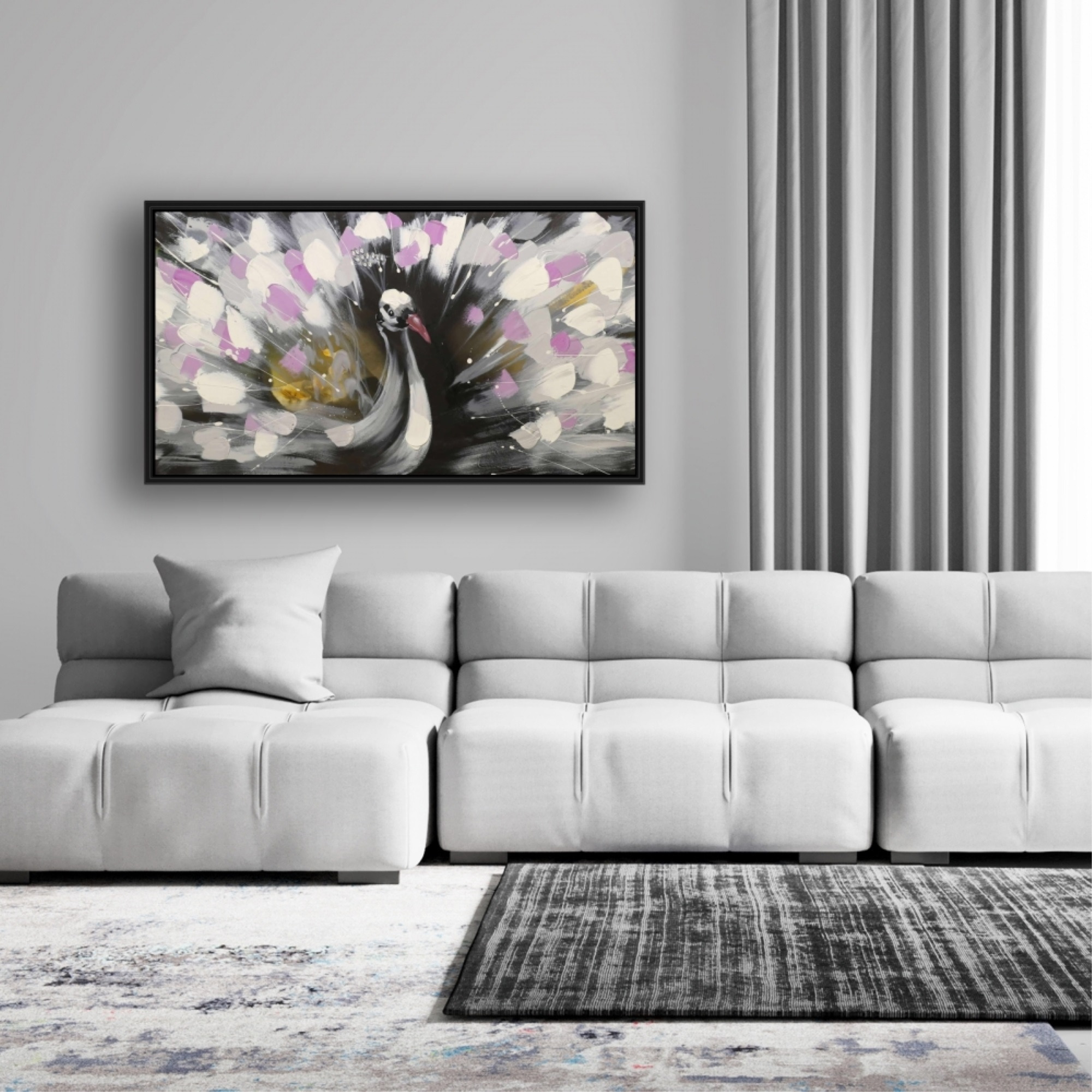 Beautiful Spotted Peacock - Framed Print on canvas by Begin Edition