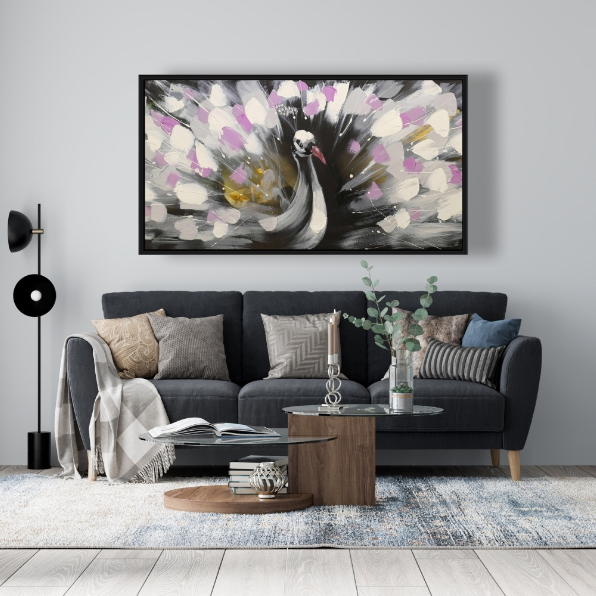 Beautiful Spotted Peacock - Framed Print on canvas by Begin Edition