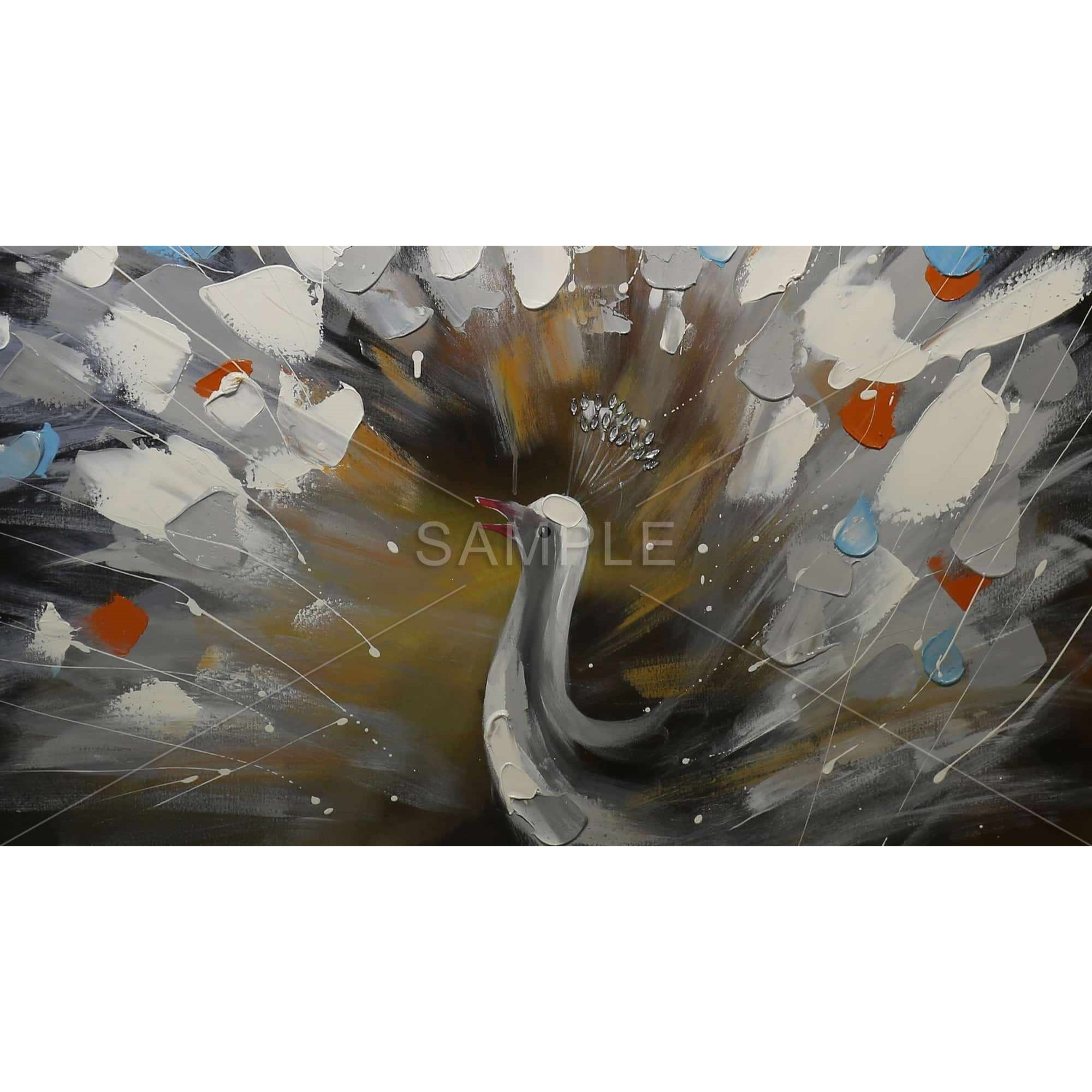 Abstract Color Spotted Peacock - Framed Print on canvas by Begin Edition