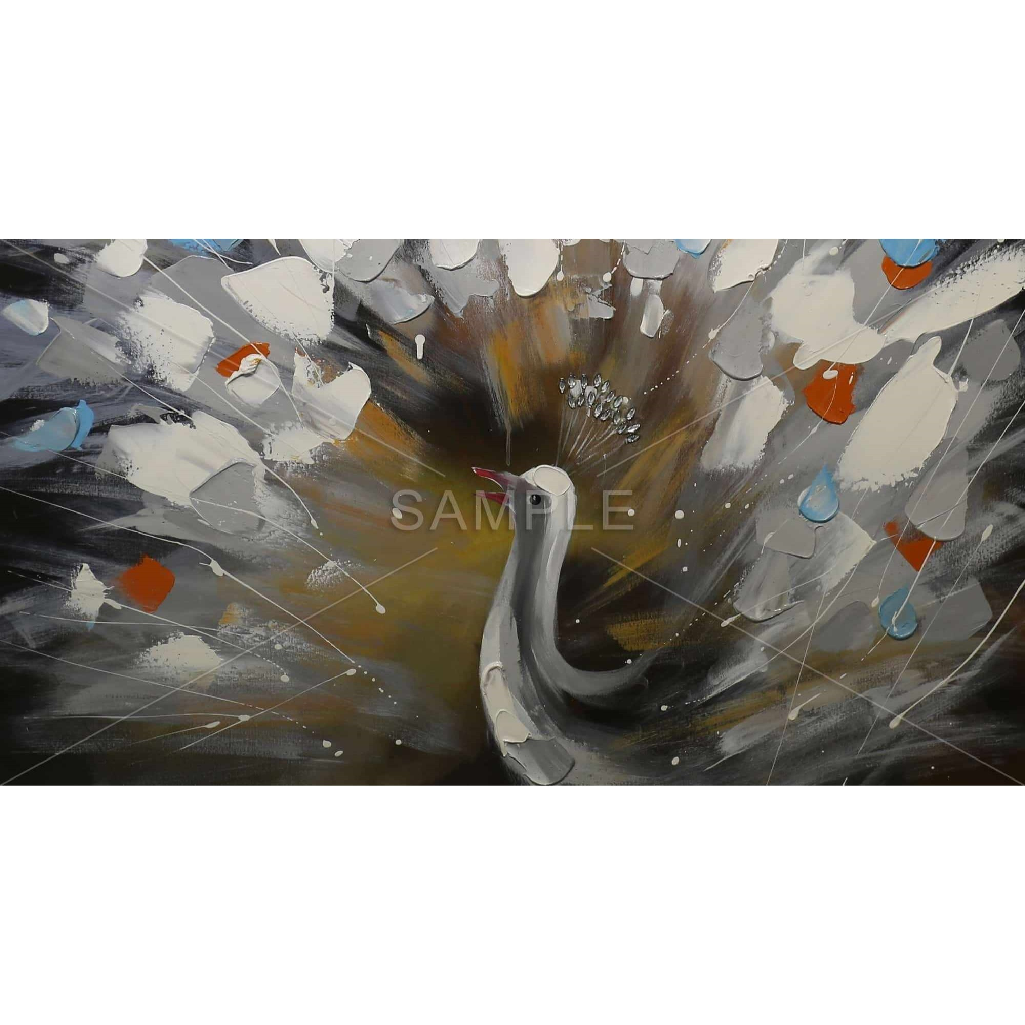 Abstract Color Spotted Peacock - Framed Print on canvas by Begin Edition
