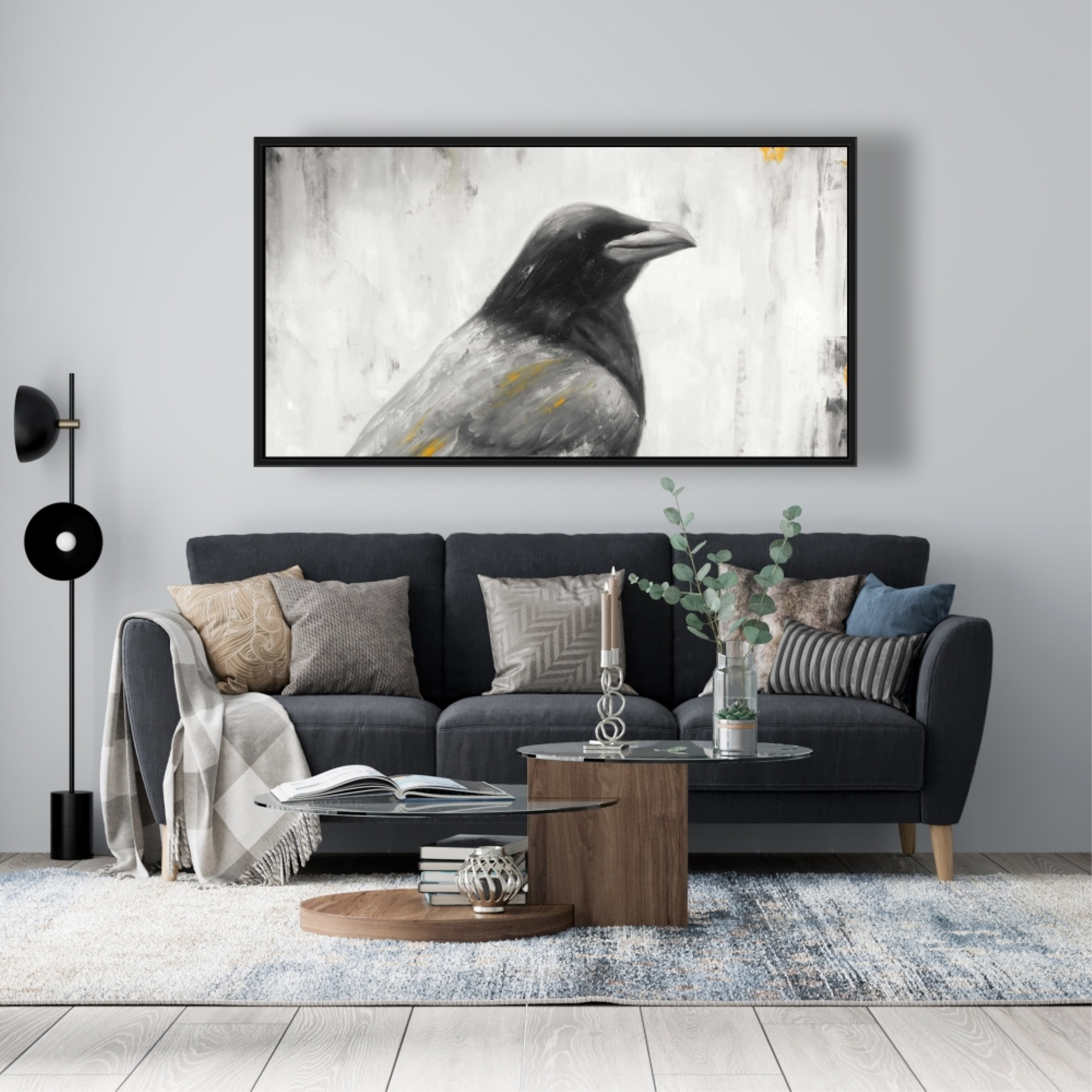 Crow Bird - Framed Print on canvas by Begin Edition