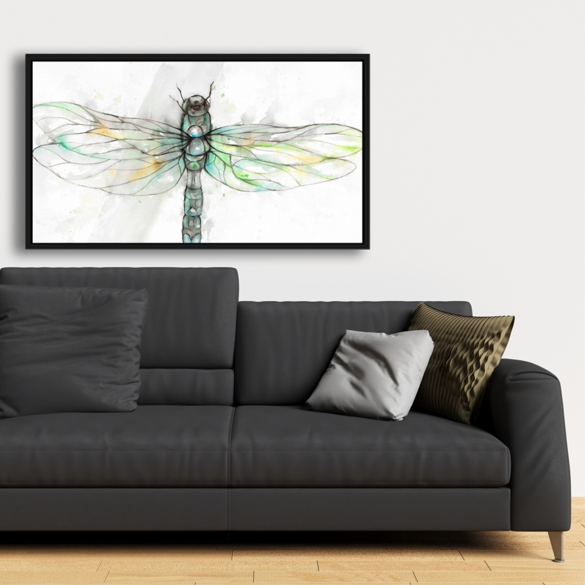 Dragonfly Illustration - Framed Print on canvas by Begin Edition