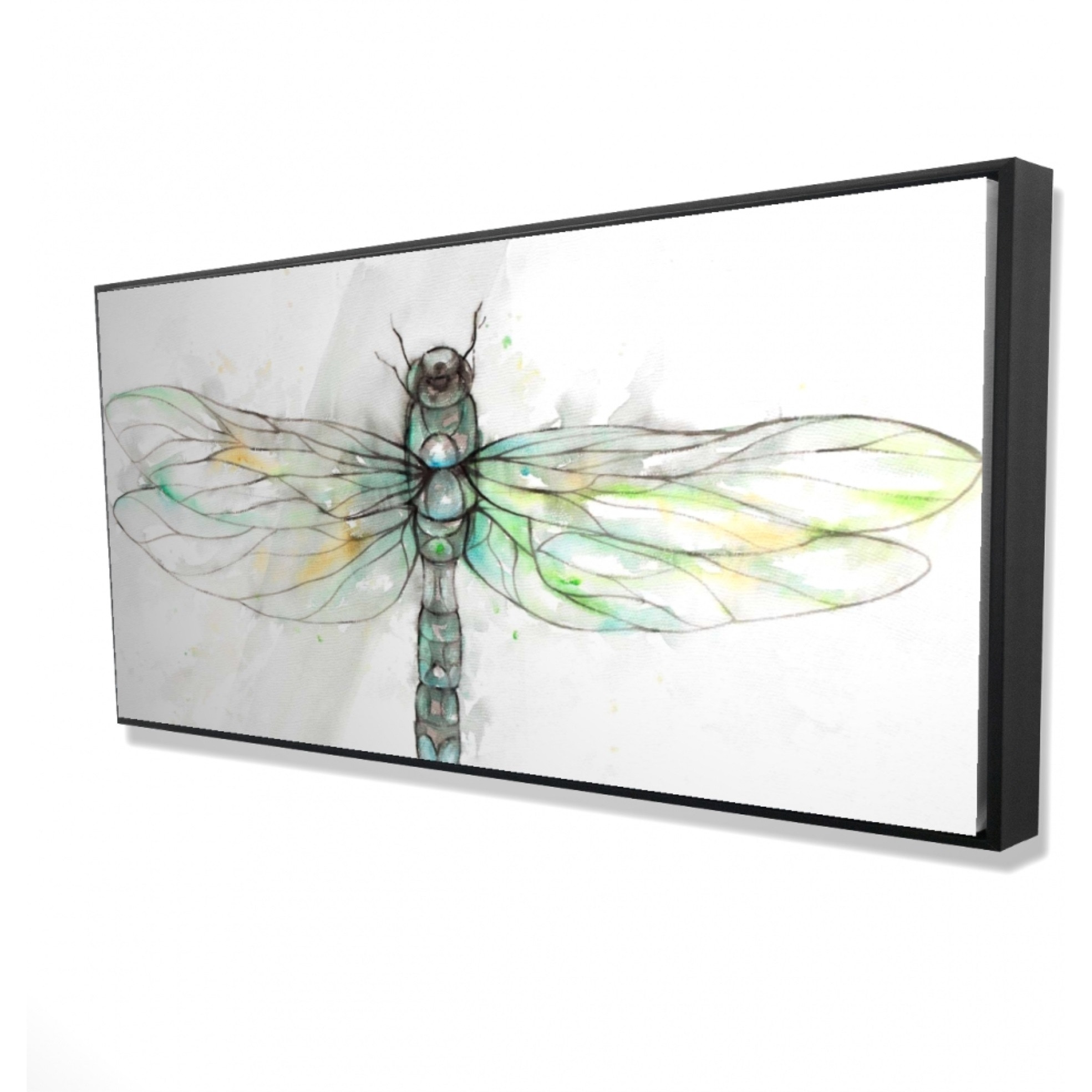 Dragonfly Illustration - Framed Print on canvas by Begin Edition