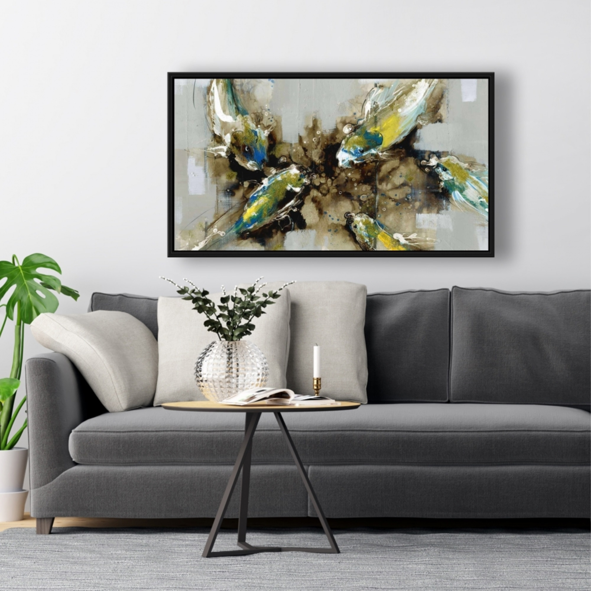 Four Abstract Koi Fishes - Framed Print on canvas by Begin Edition