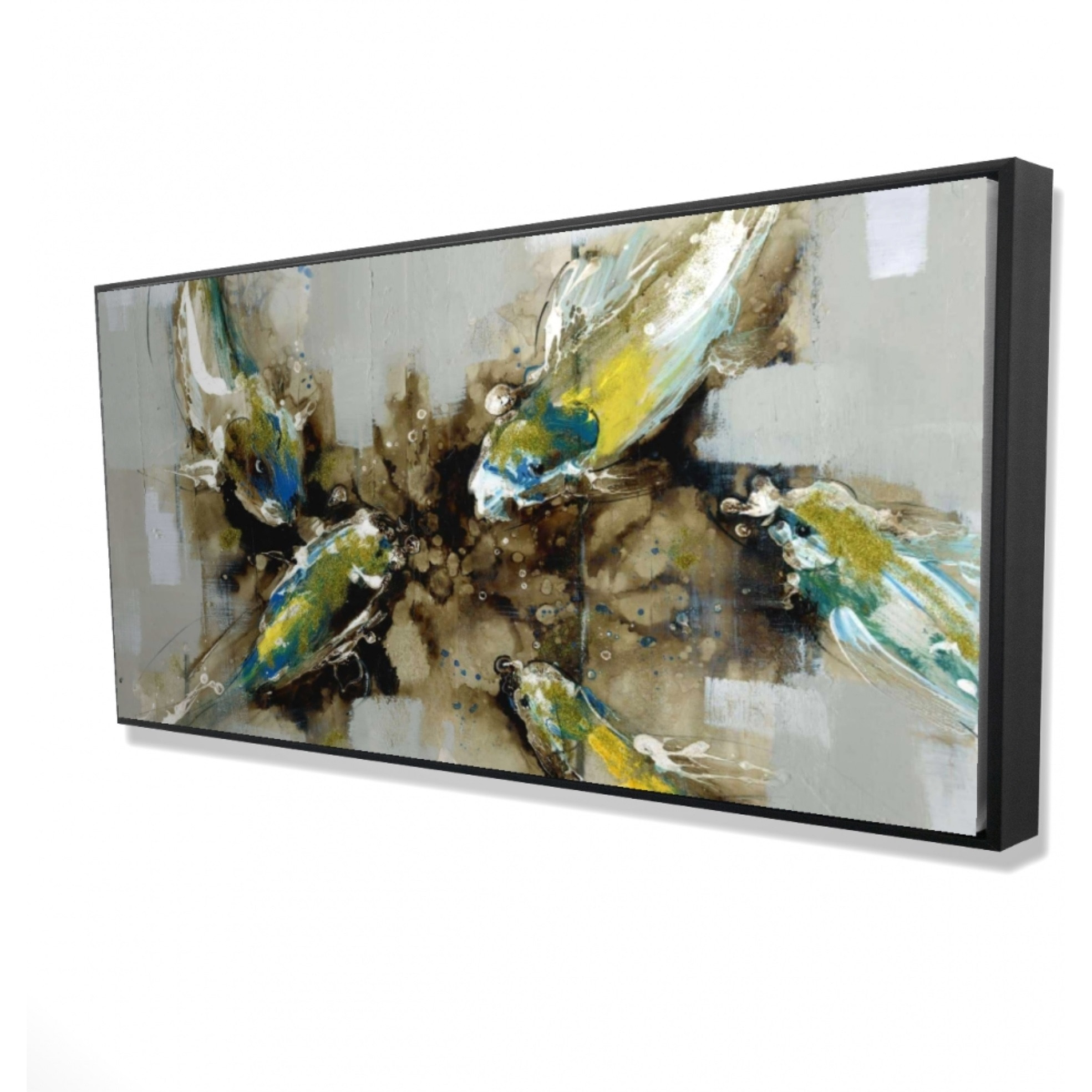 Four Abstract Koi Fishes - Framed Print on canvas by Begin Edition