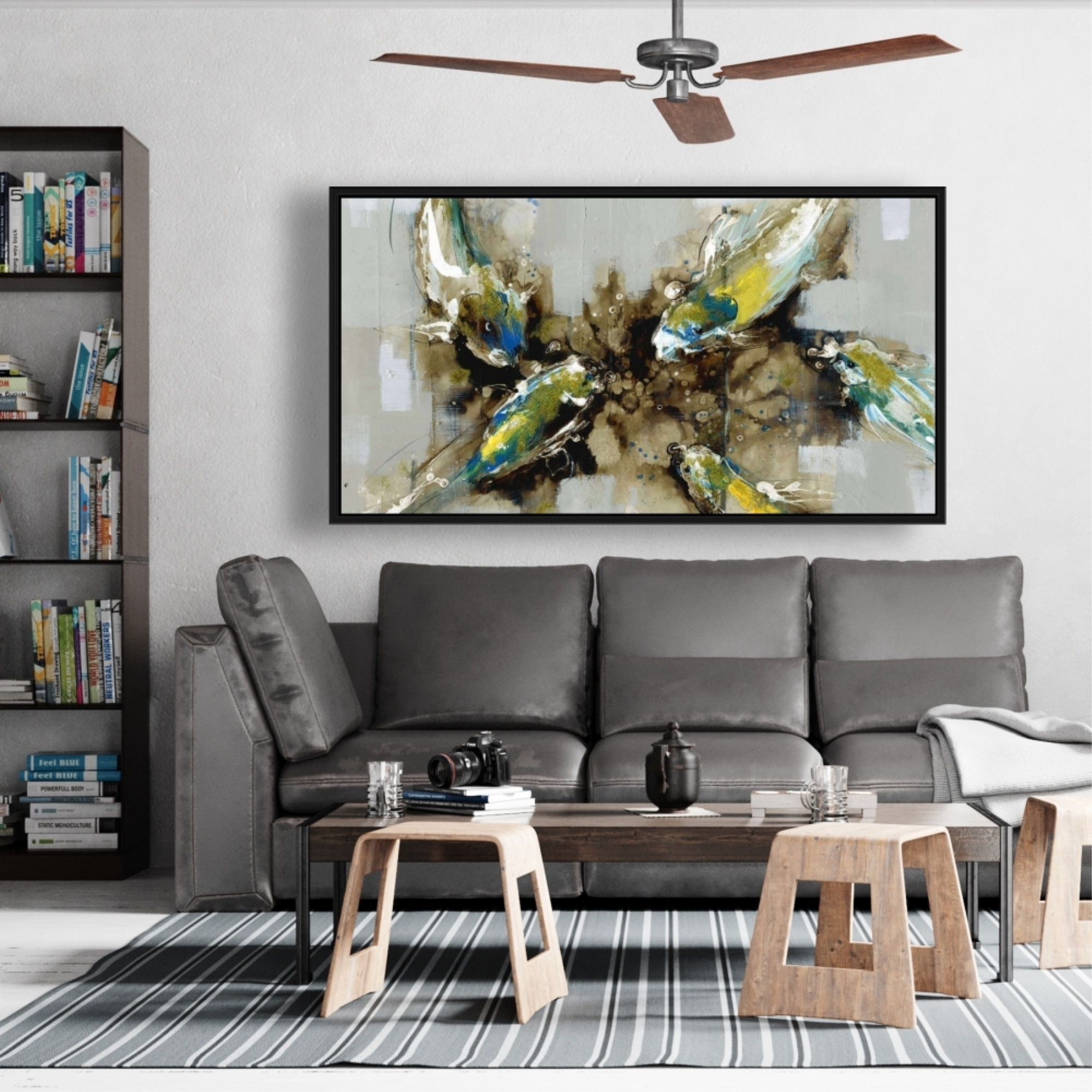 Four Abstract Koi Fishes - Framed Print on canvas by Begin Edition
