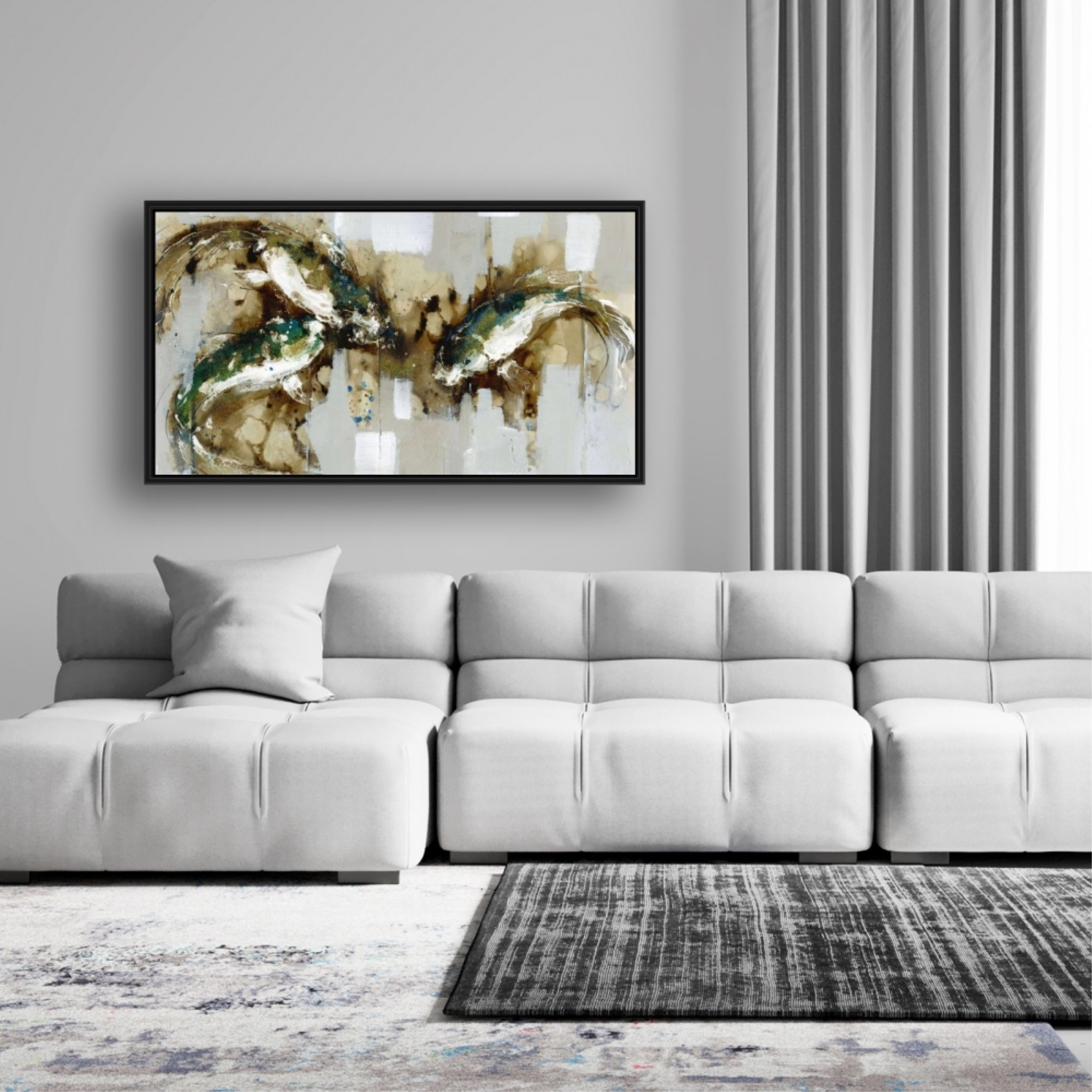 Three Abstract Koi Fish - Framed Print on canvas by Begin Edition