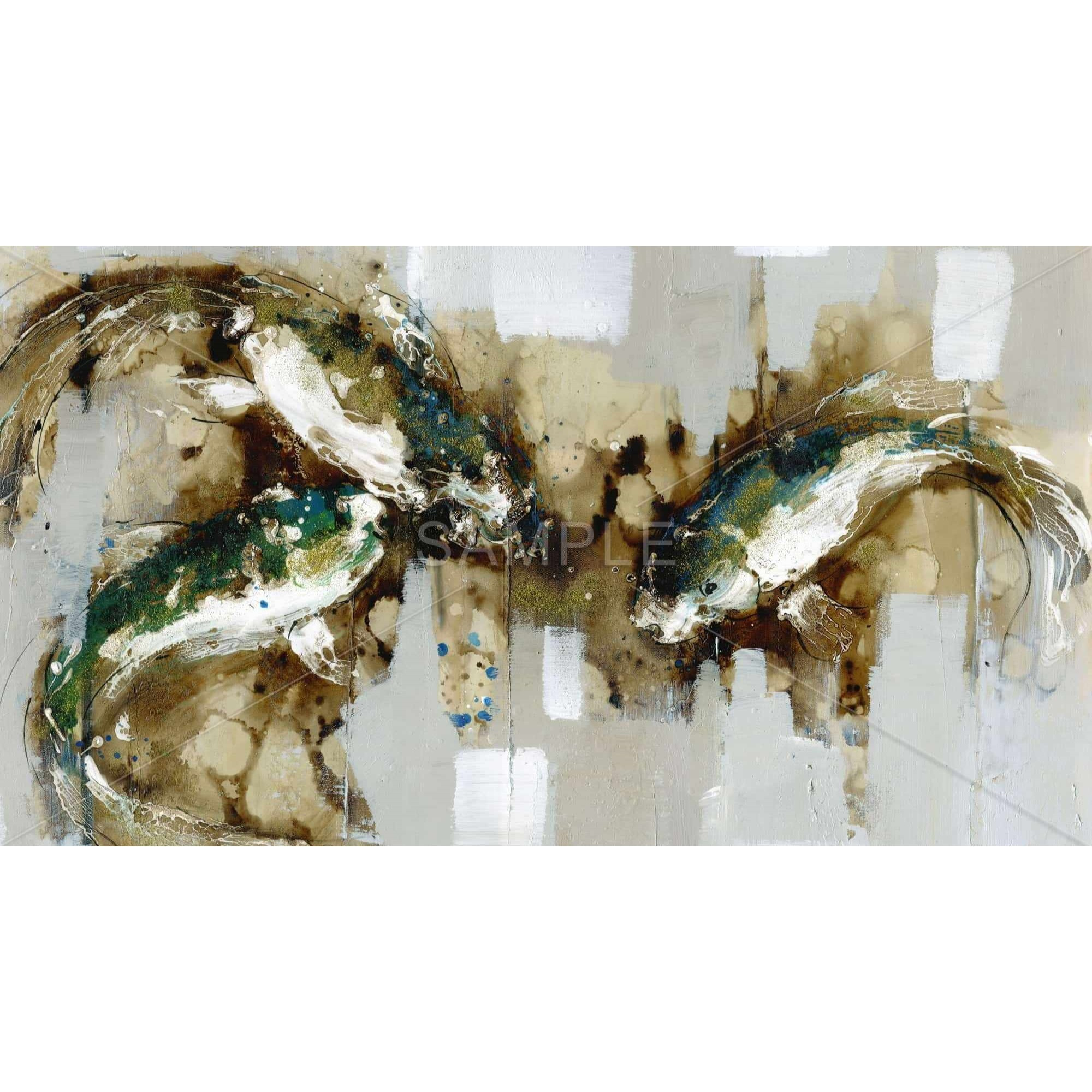Three Abstract Koi Fish - Framed Print on canvas by Begin Edition