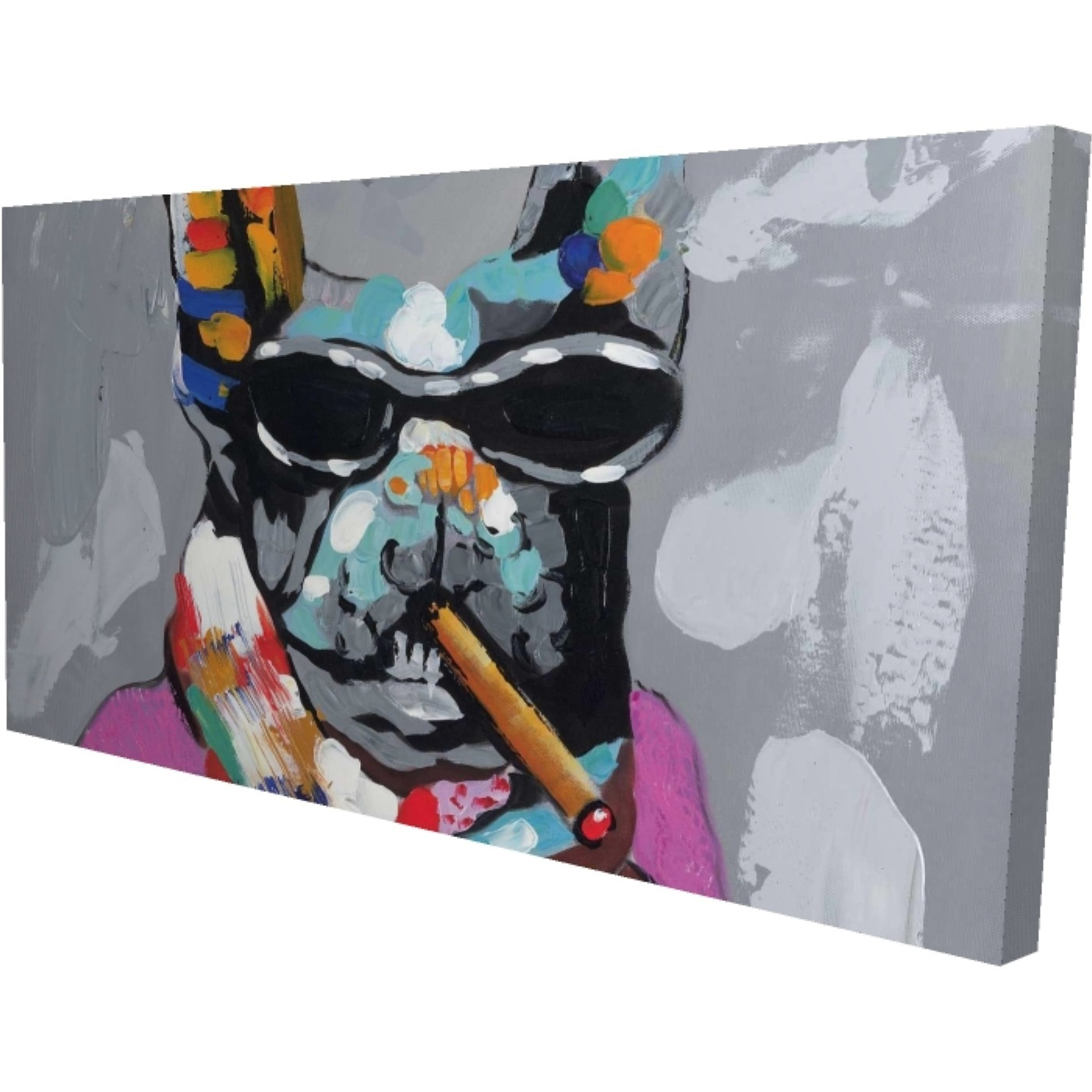 Abstract Bulldog With Cigar - Print on canvas by Begin Edition