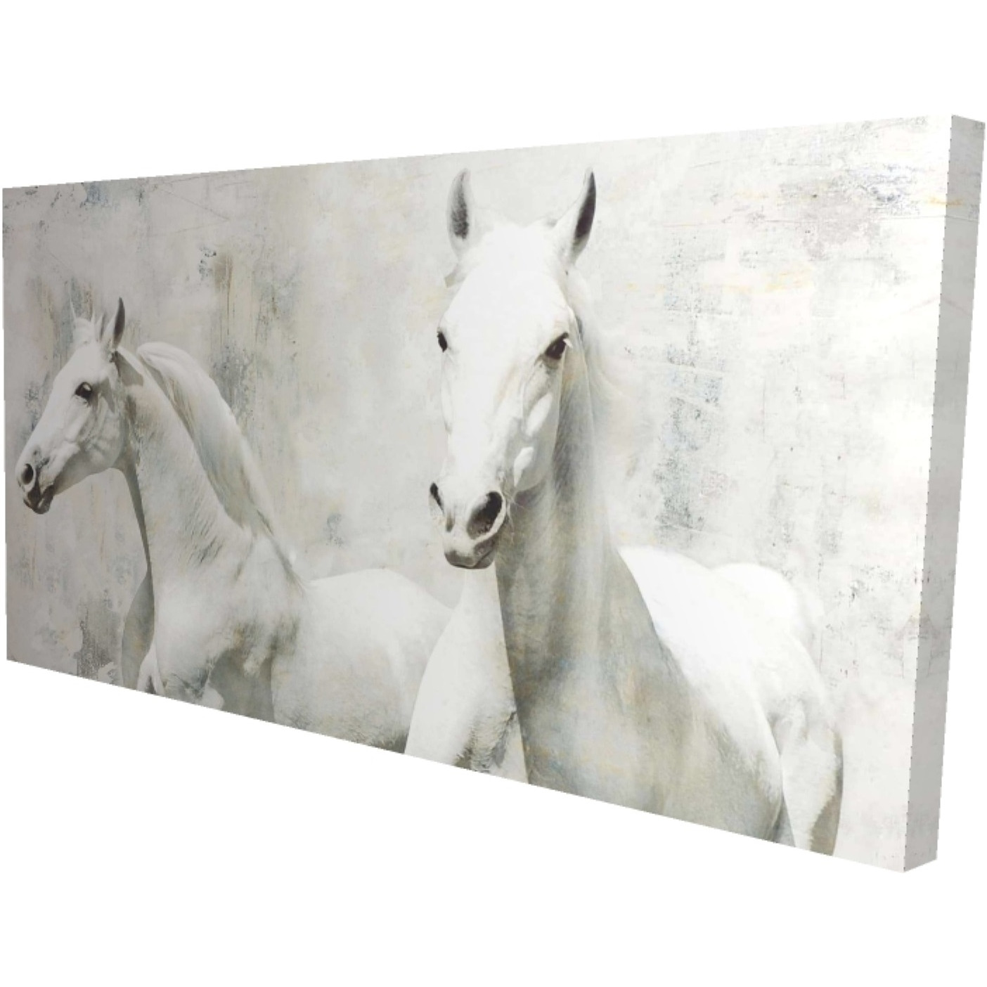 Two White Horse Running - Print on canvas by Begin Edition