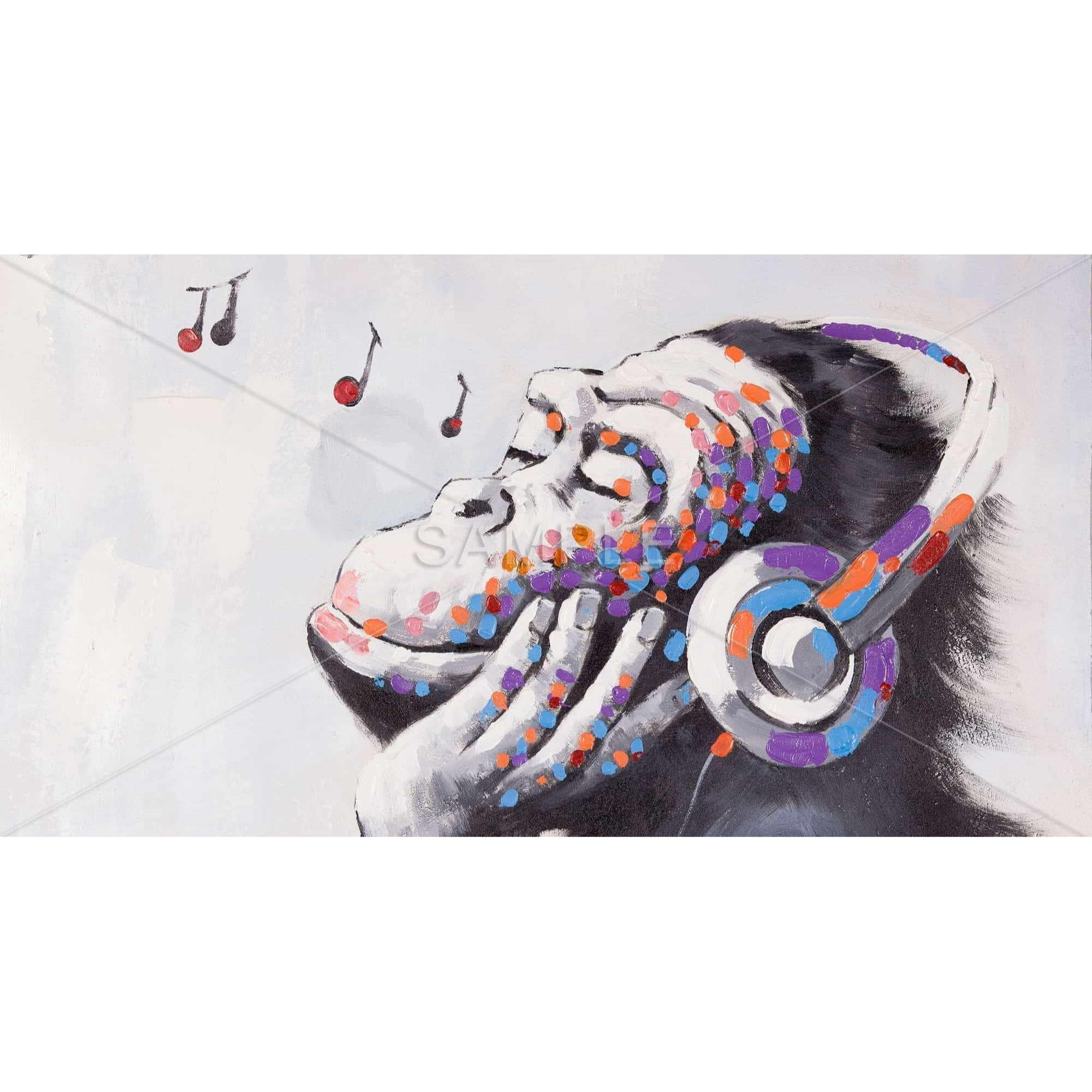 Monkey Listening Music - Print on canvas by Begin Edition