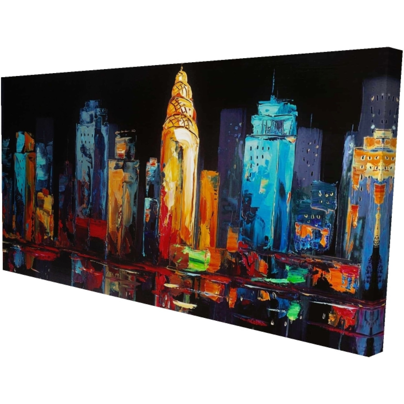 Colorful Abstract Cityscape on a Dark Background - Print on canvas by Begin Edition