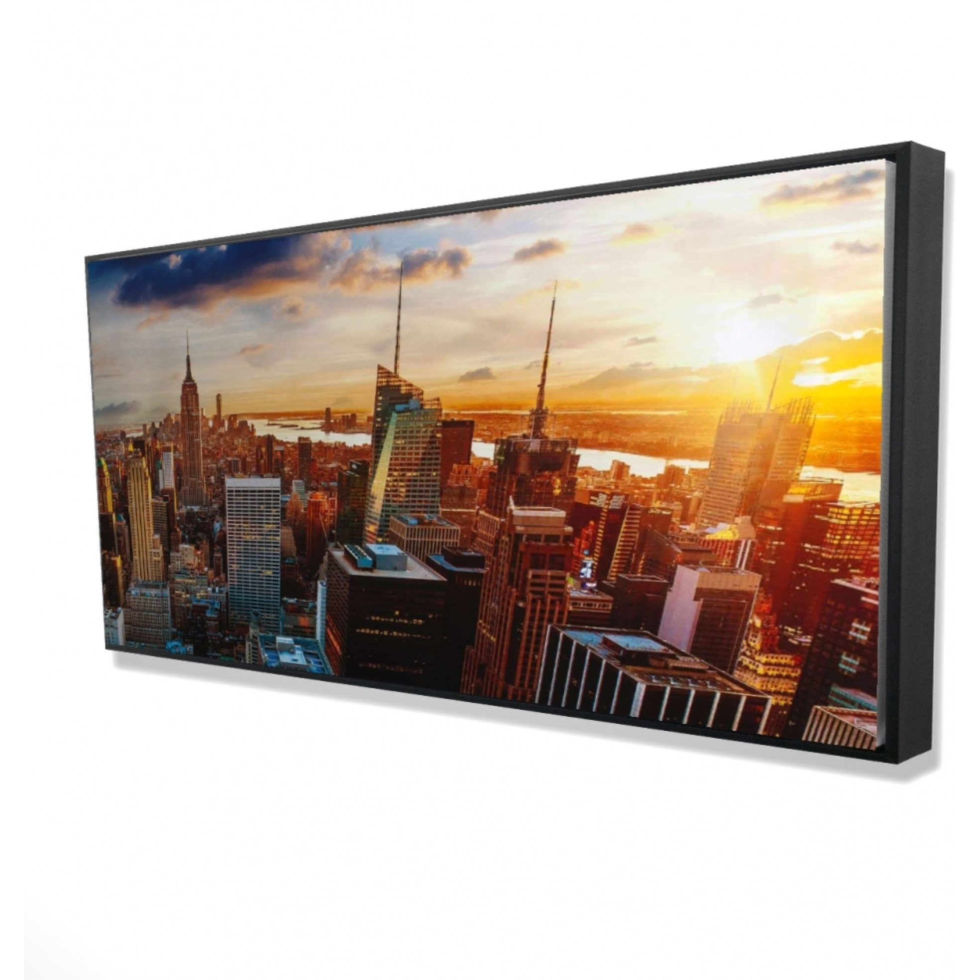 City Of New York By Dawn - Framed Print on canvas by Begin Edition