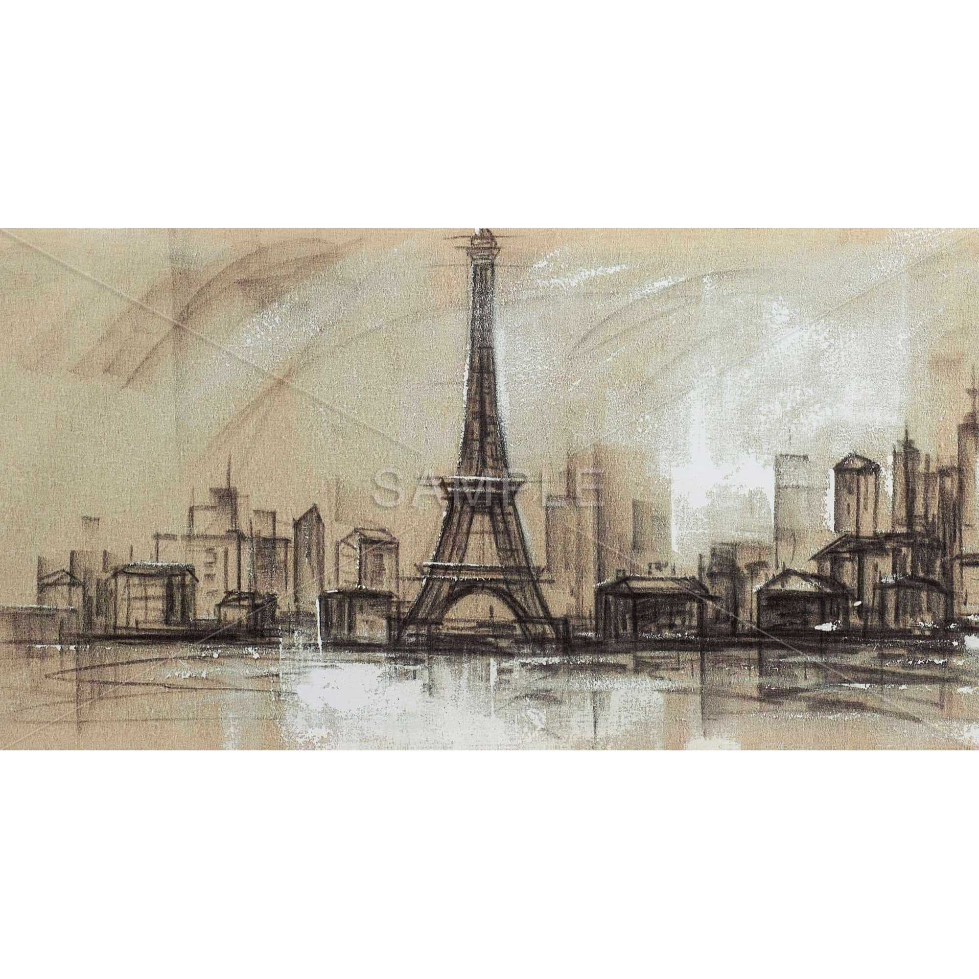 Eiffel Tower Sketch - Framed Print on canvas by Begin Edition