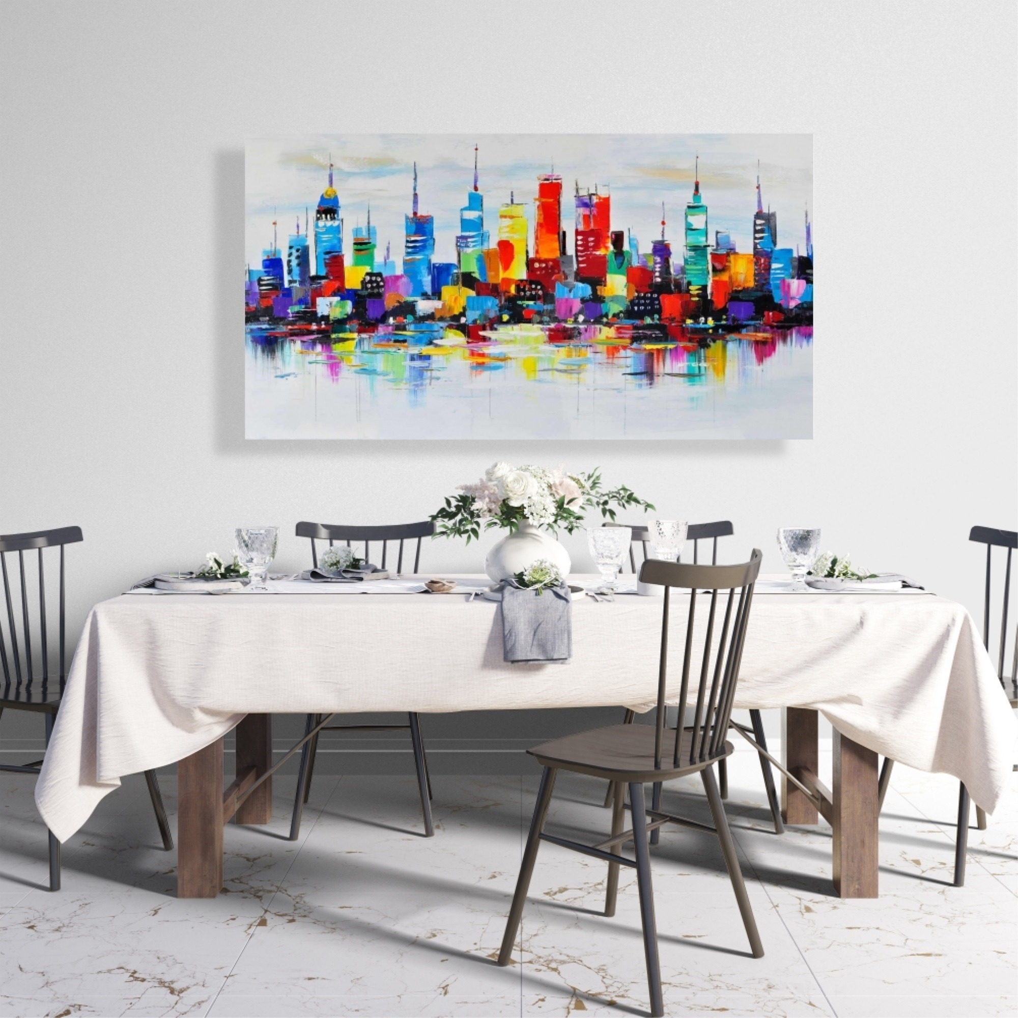 ABSTRACT AND VERY COLORFUL CITY - Print on canvas by Begin Edition