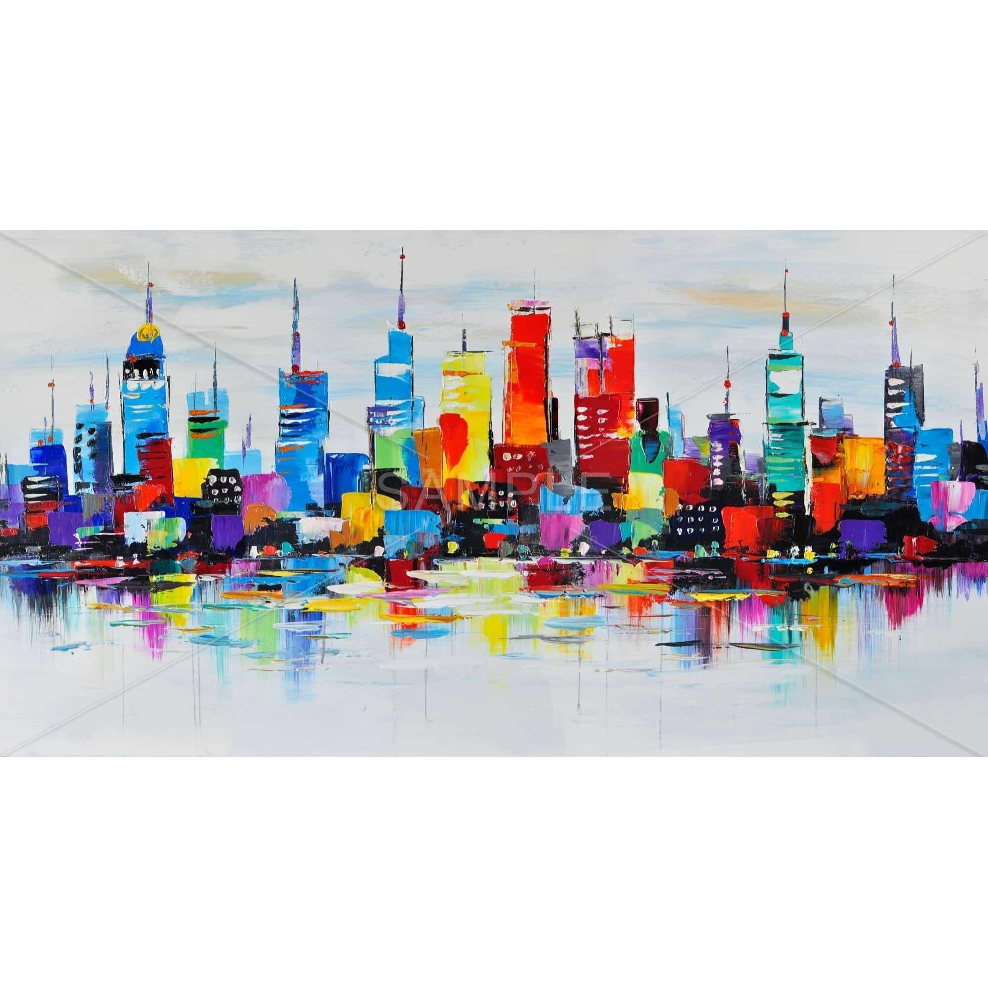 ABSTRACT AND VERY COLORFUL CITY - Print on canvas by Begin Edition