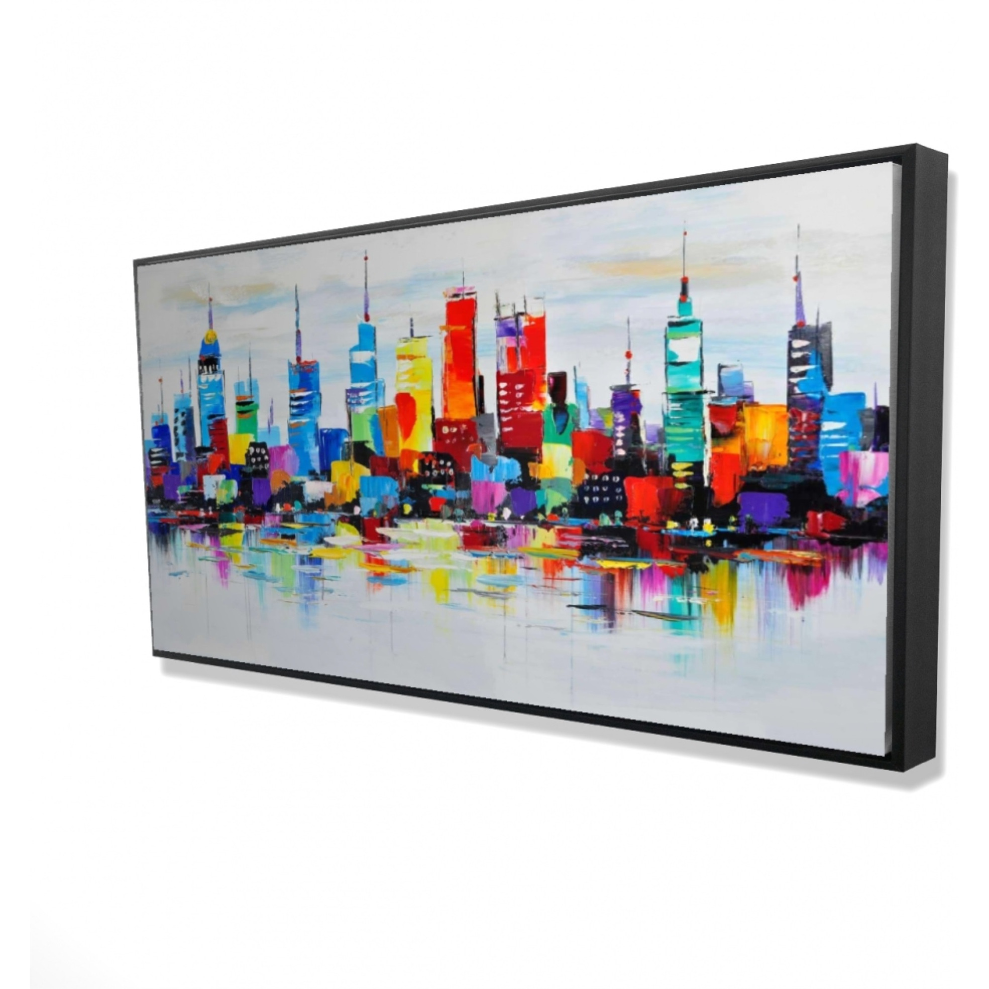 ABSTRACT AND VERY COLORFUL CITY - Framed Print on canvas by Begin Edition