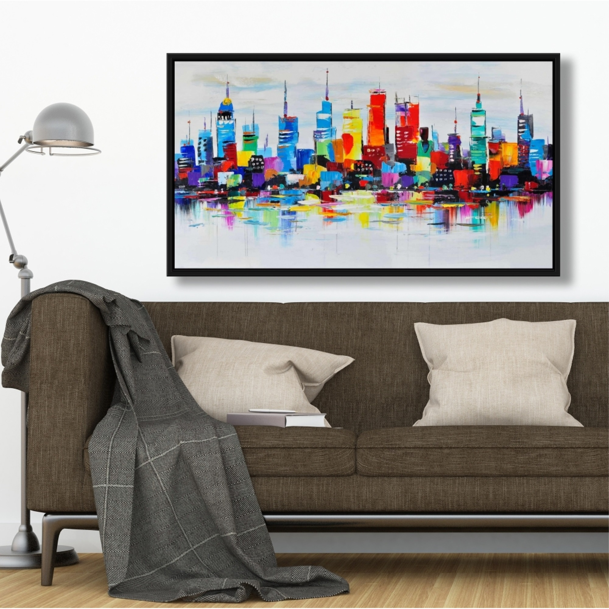 ABSTRACT AND VERY COLORFUL CITY - Framed Print on canvas by Begin Edition