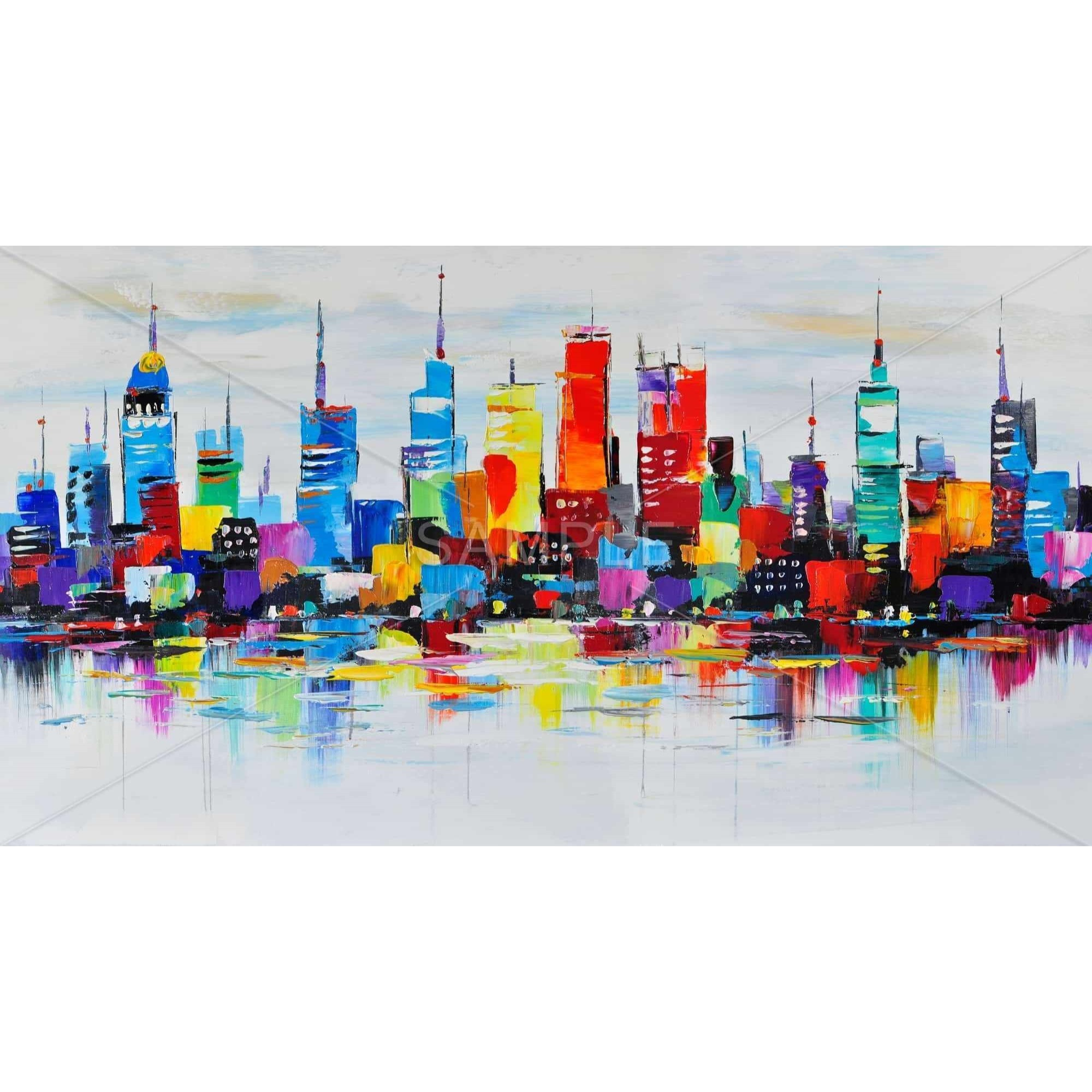 ABSTRACT AND VERY COLORFUL CITY - Framed Print on canvas by Begin Edition