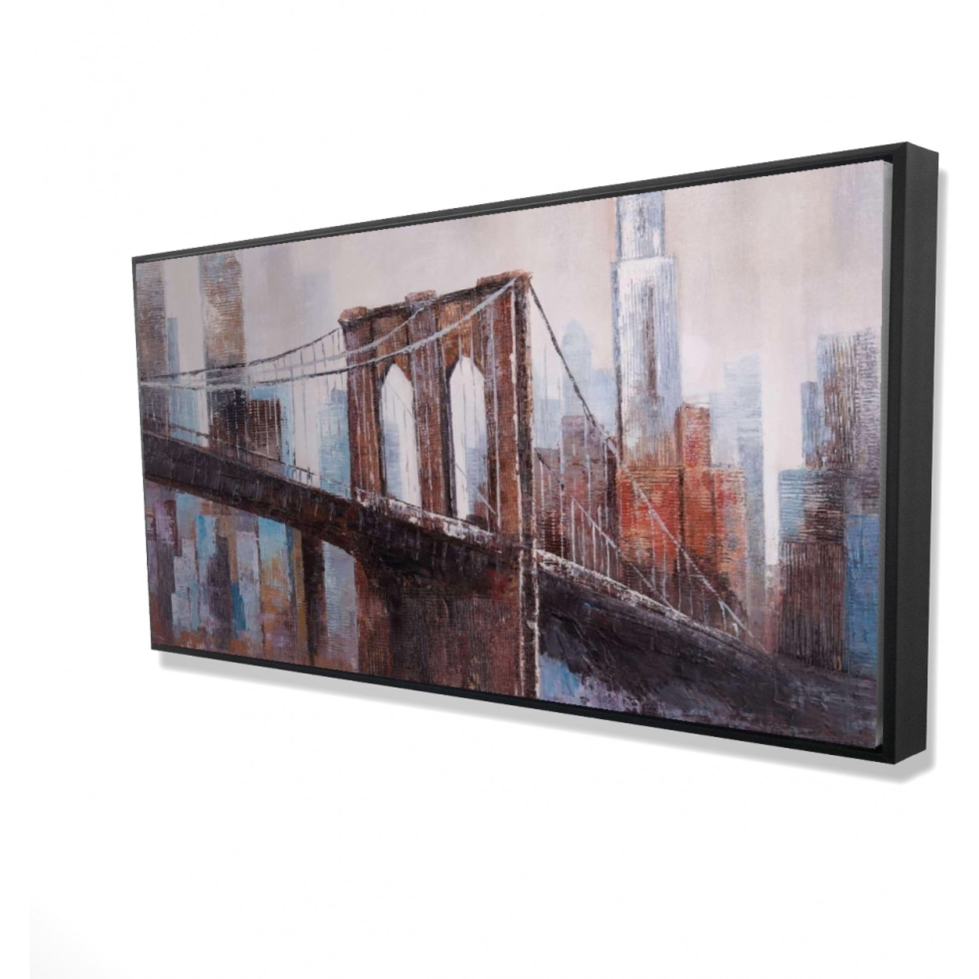 BROWN AND BLUE BROOKLYN BRIDGE - Framed Print on canvas by Begin Edition