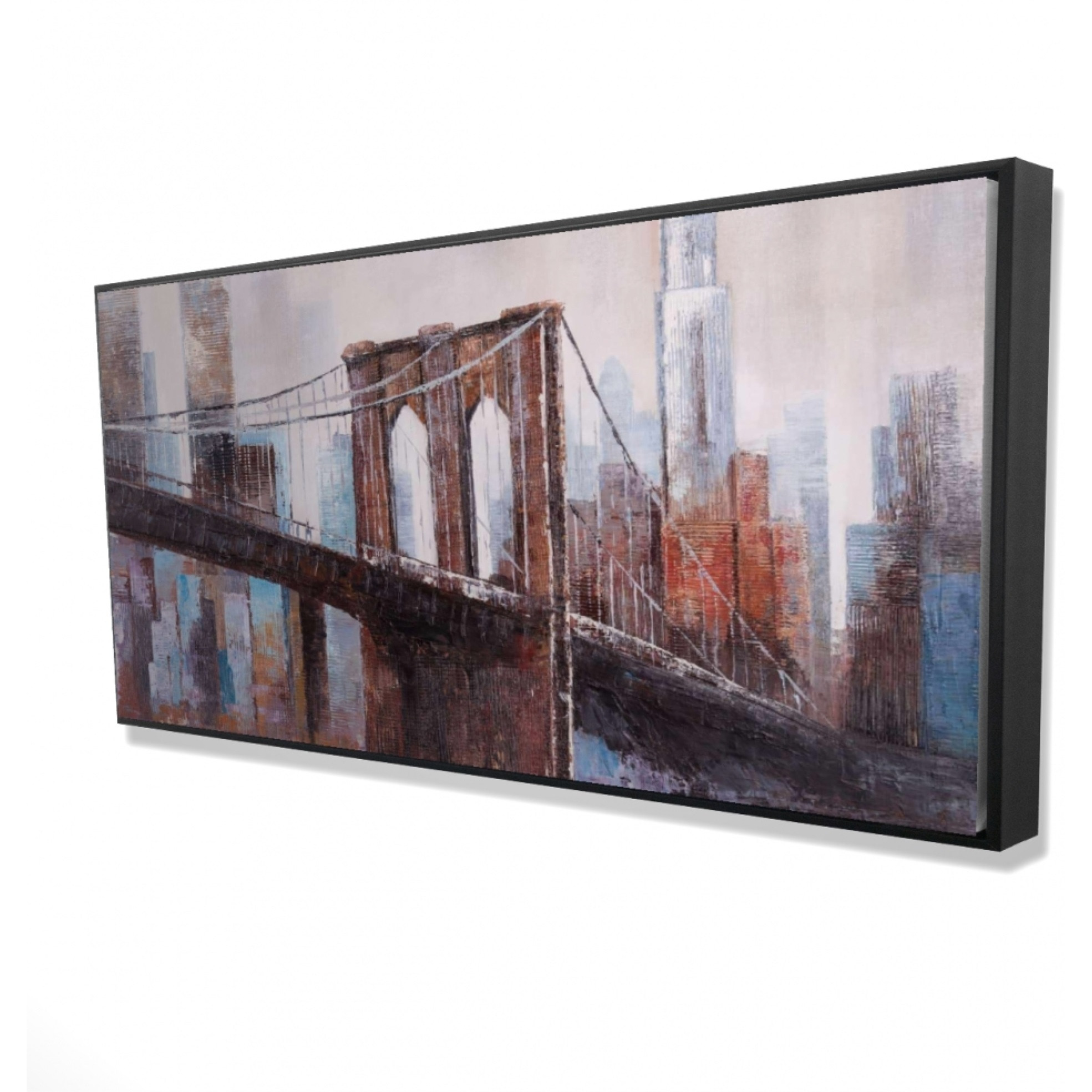 BROWN AND BLUE BROOKLYN BRIDGE - Framed Print on canvas by Begin Edition