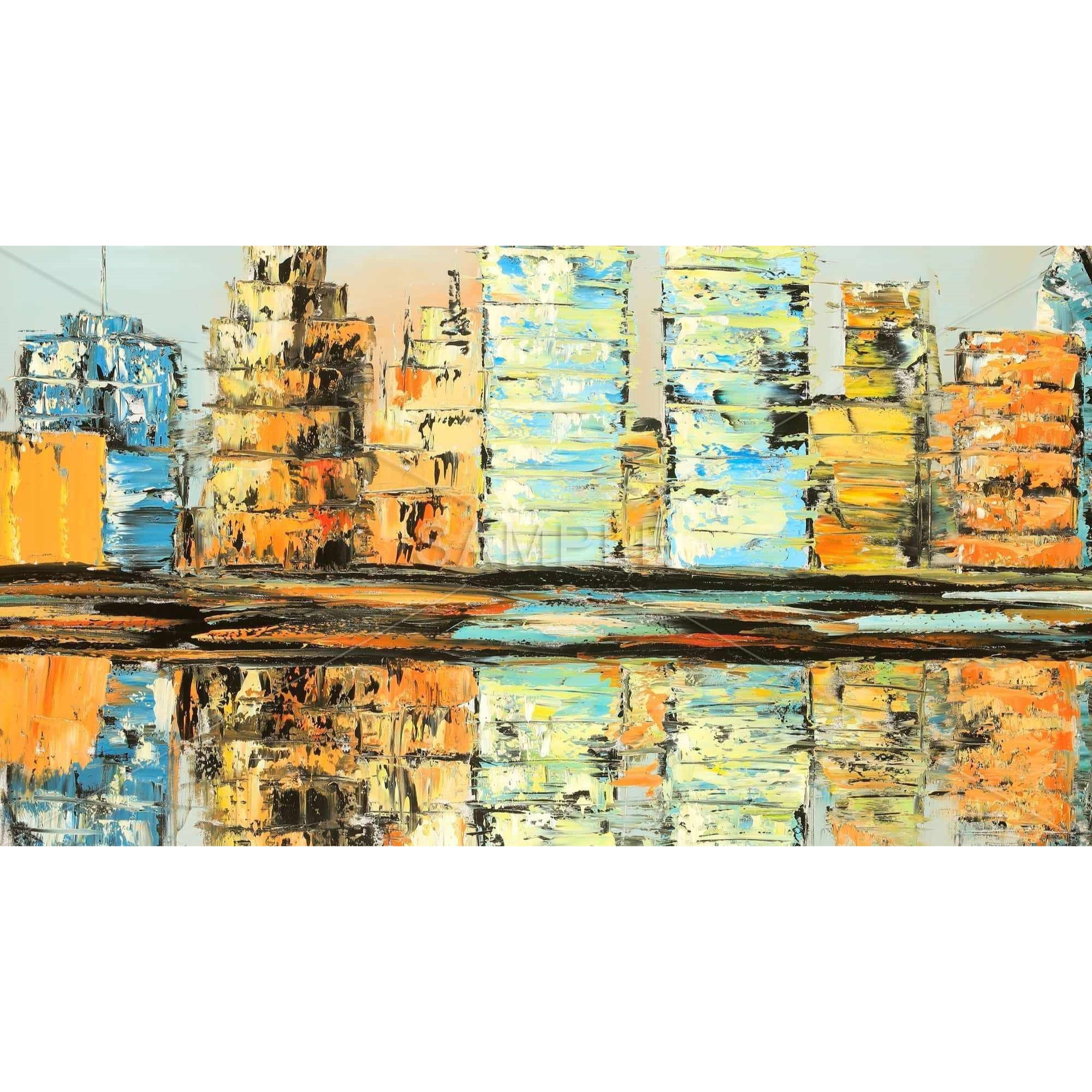 REFLECTIONS OF A COLORFUL CITY - Framed Print on canvas by Begin Edition