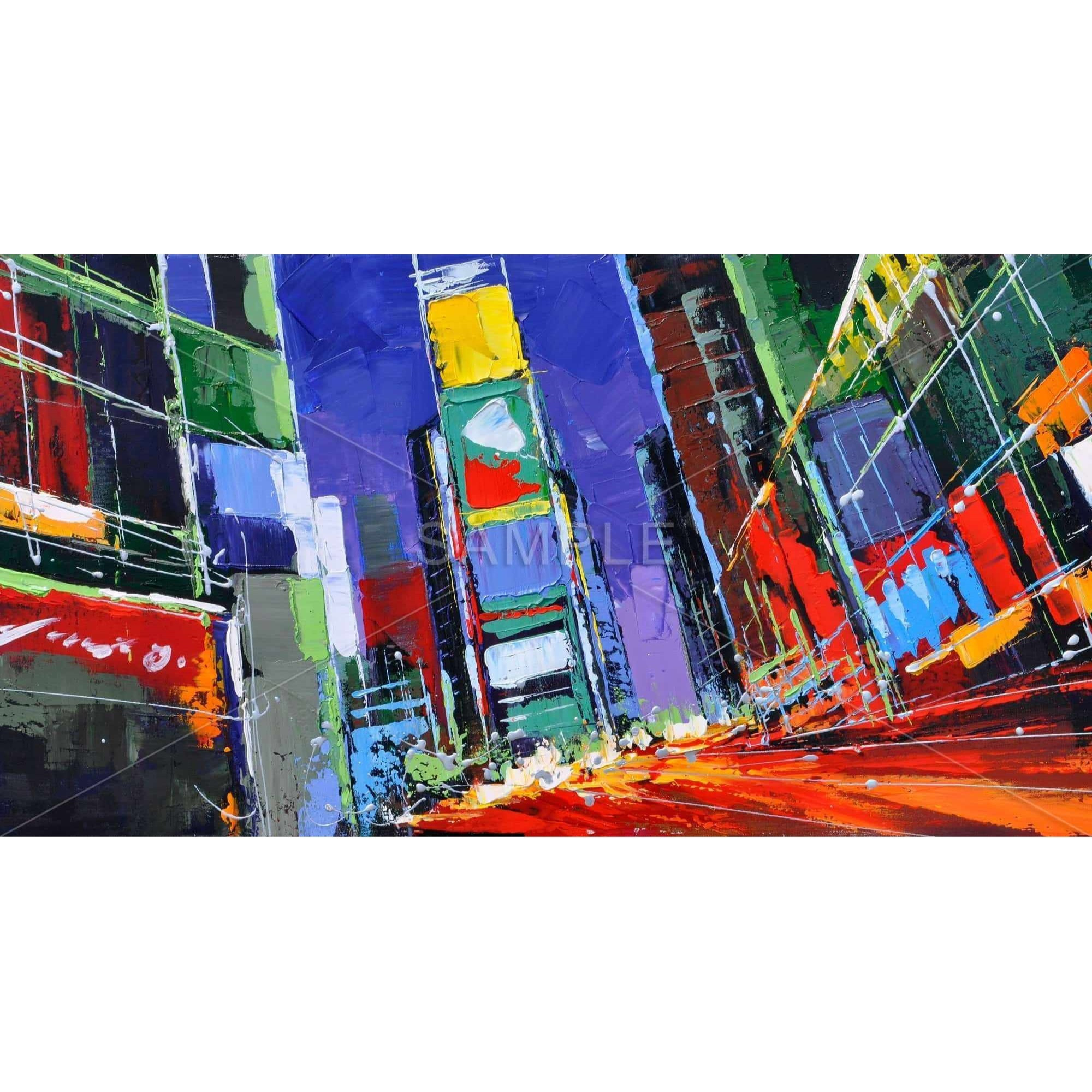 COLORFUL TIMES SQUARE BY NIGHT - Framed Print on canvas by Begin Edition