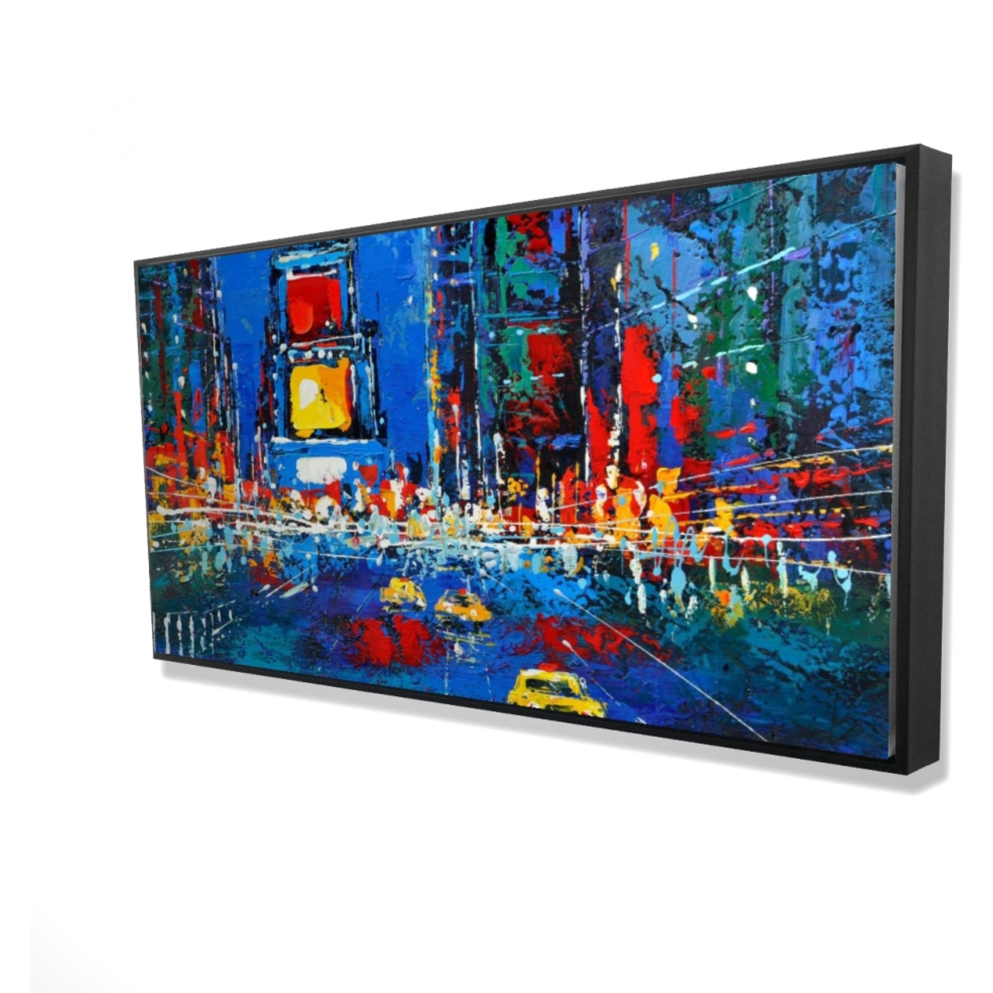 COLORFUL AND ABSTRACT TIMES SQUARE BY NIGHT - Framed Print on canvas by Begin Edition