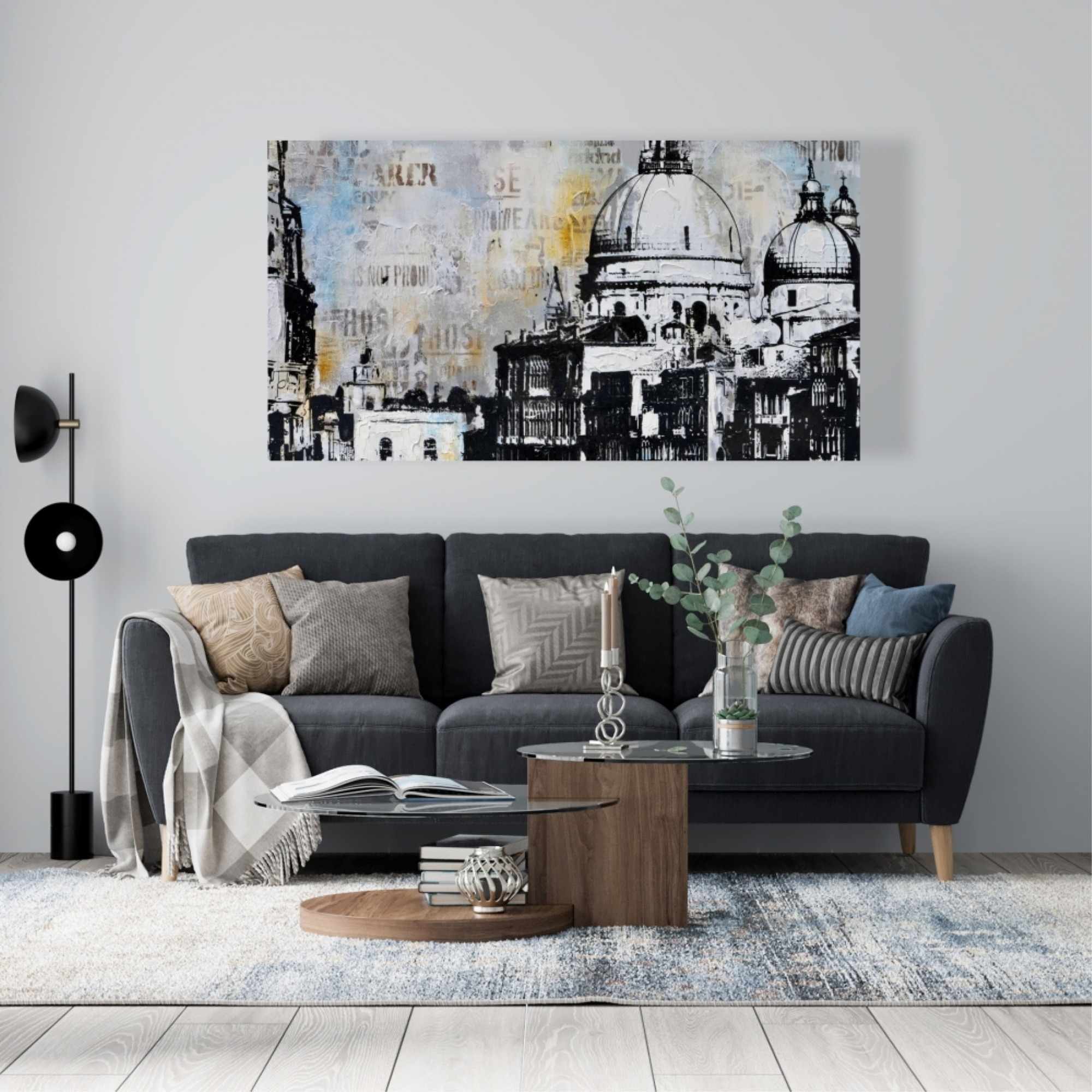 ABSTRACT CITY WITH TYPOGRAPHY - Print on canvas by Begin Edition