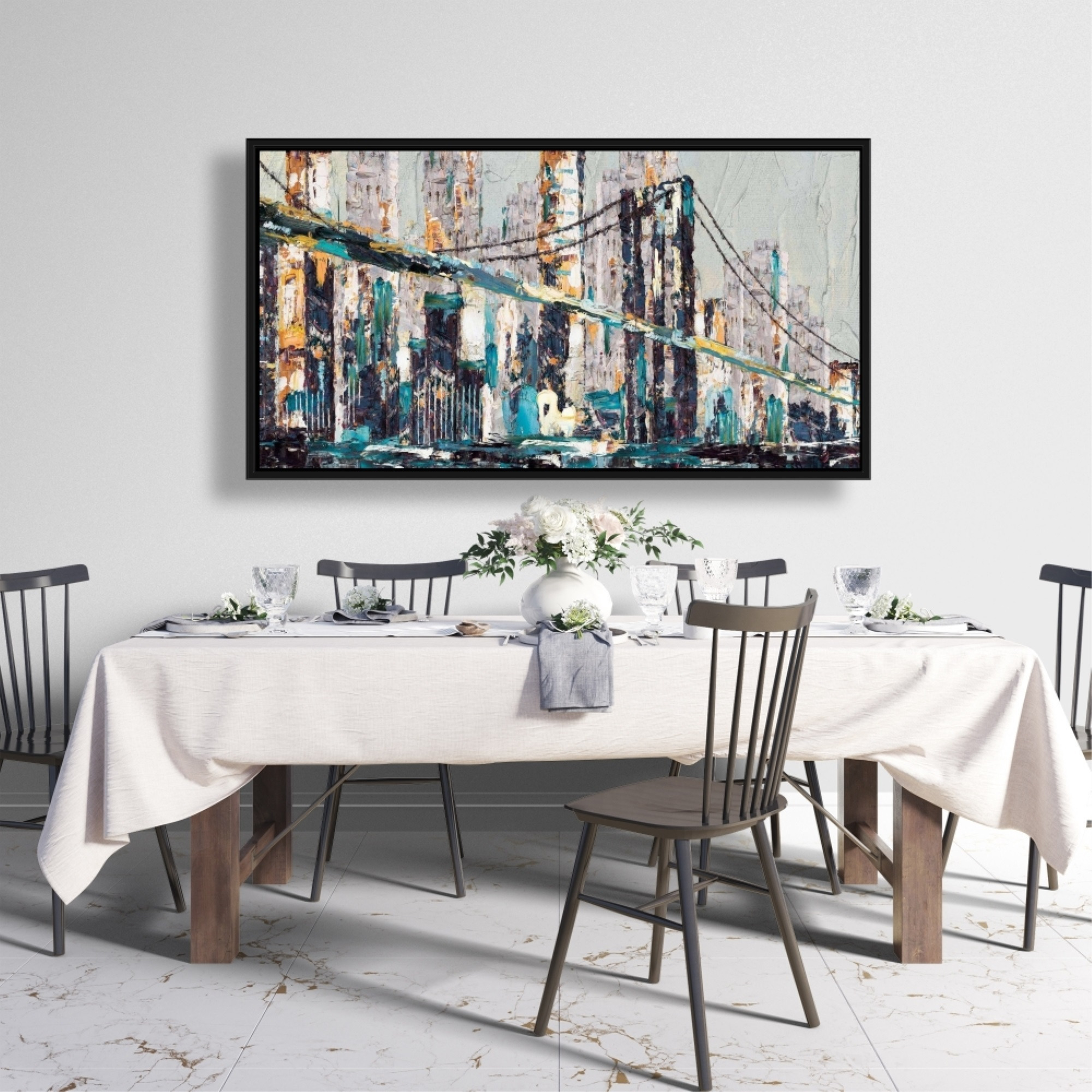 ABSTRACT AND TEXTURIZED BRIDGE - Framed Print on canvas by Begin Edition