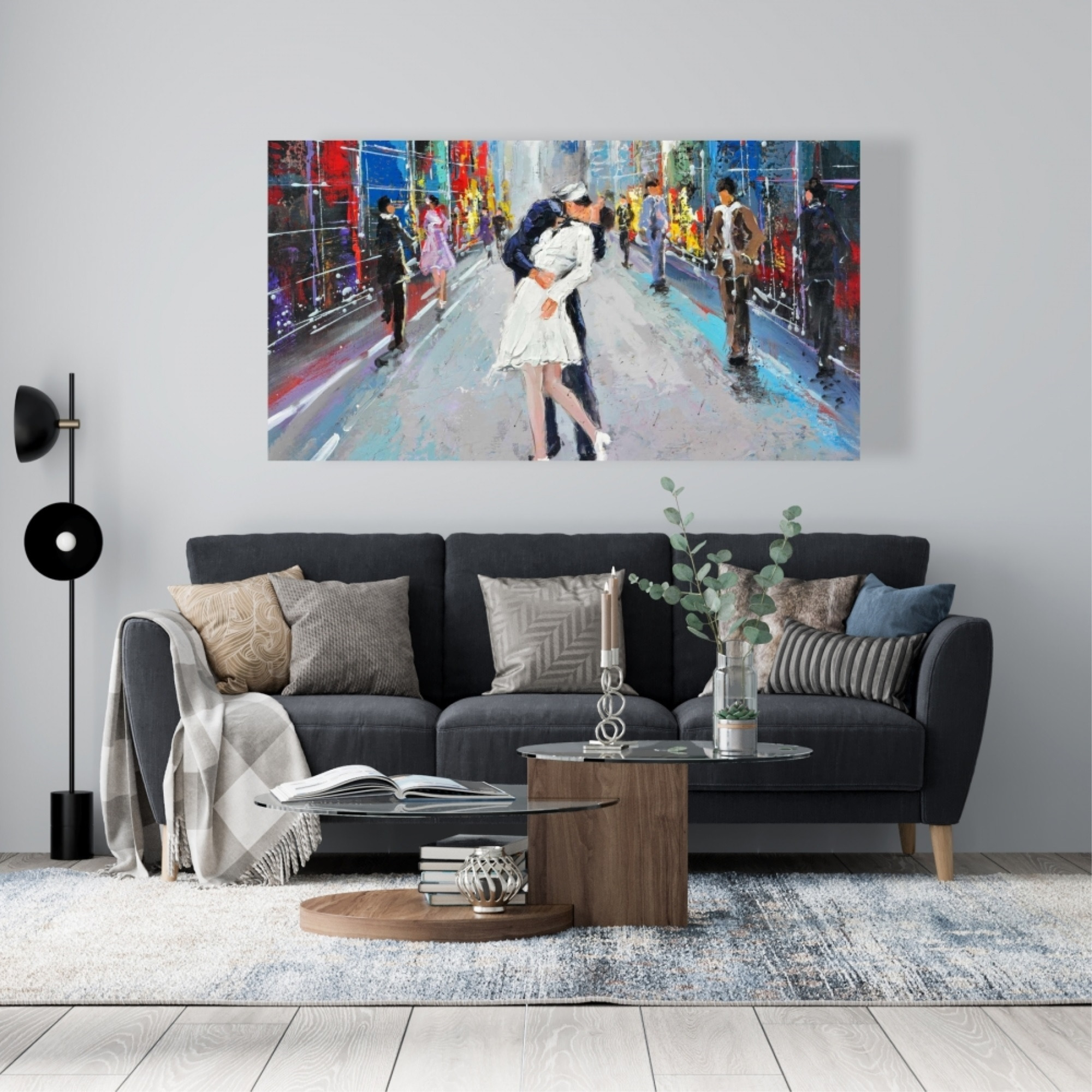 COUPLE KISSING ON THE STREET - Print on canvas by Begin Edition