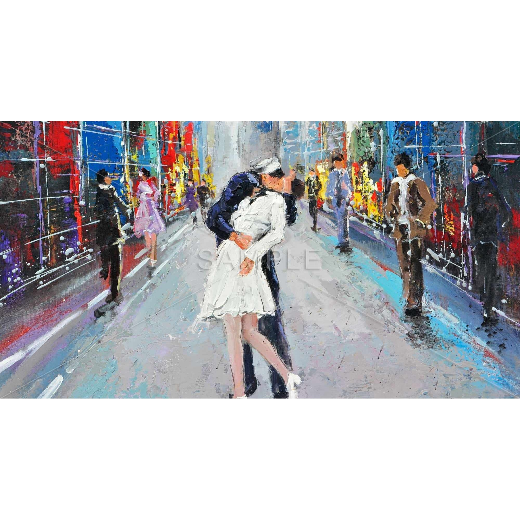 COUPLE KISSING ON THE STREET - Print on canvas by Begin Edition