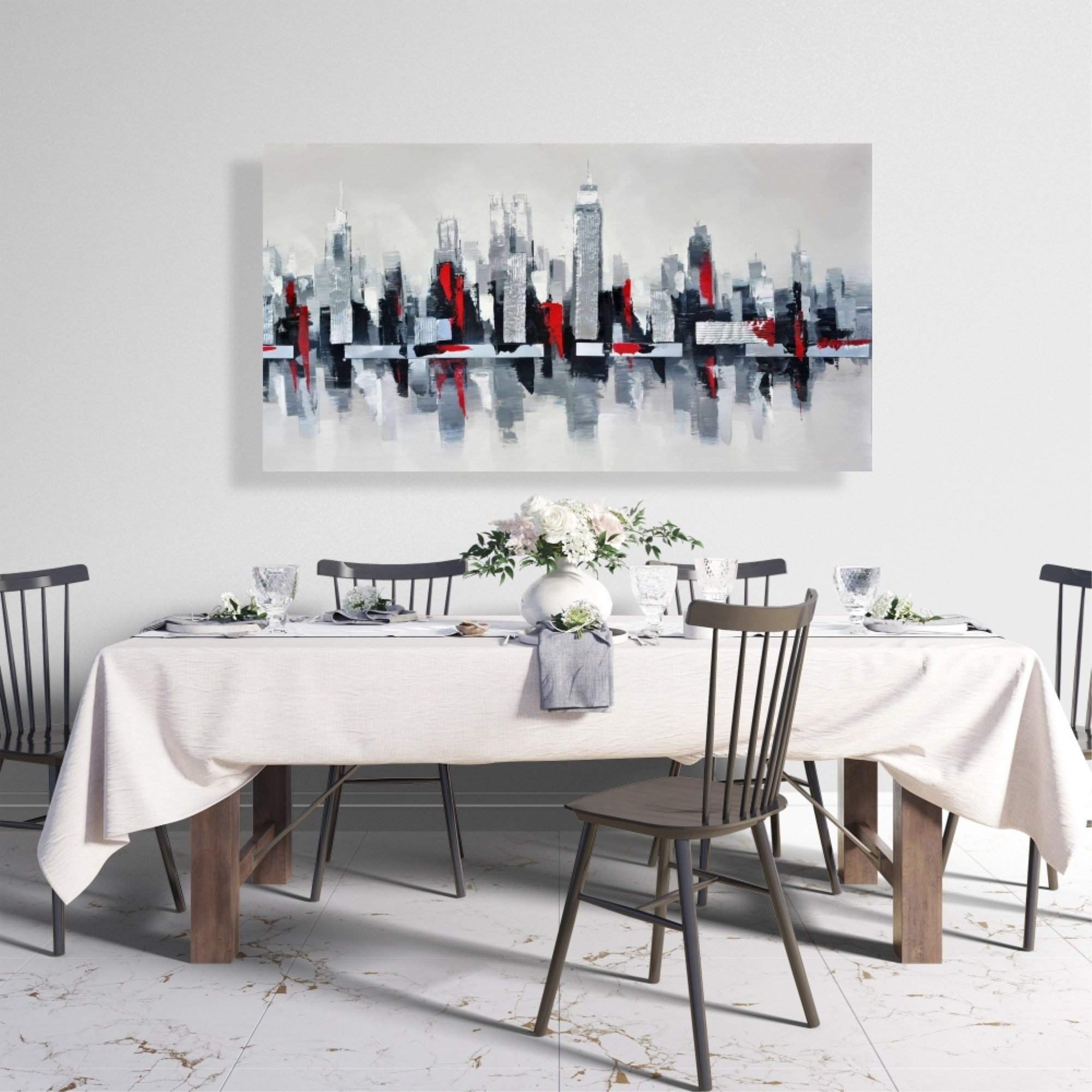 GRAY AND RED FLOATING CITYSCAPE - Print on canvas by Begin Edition