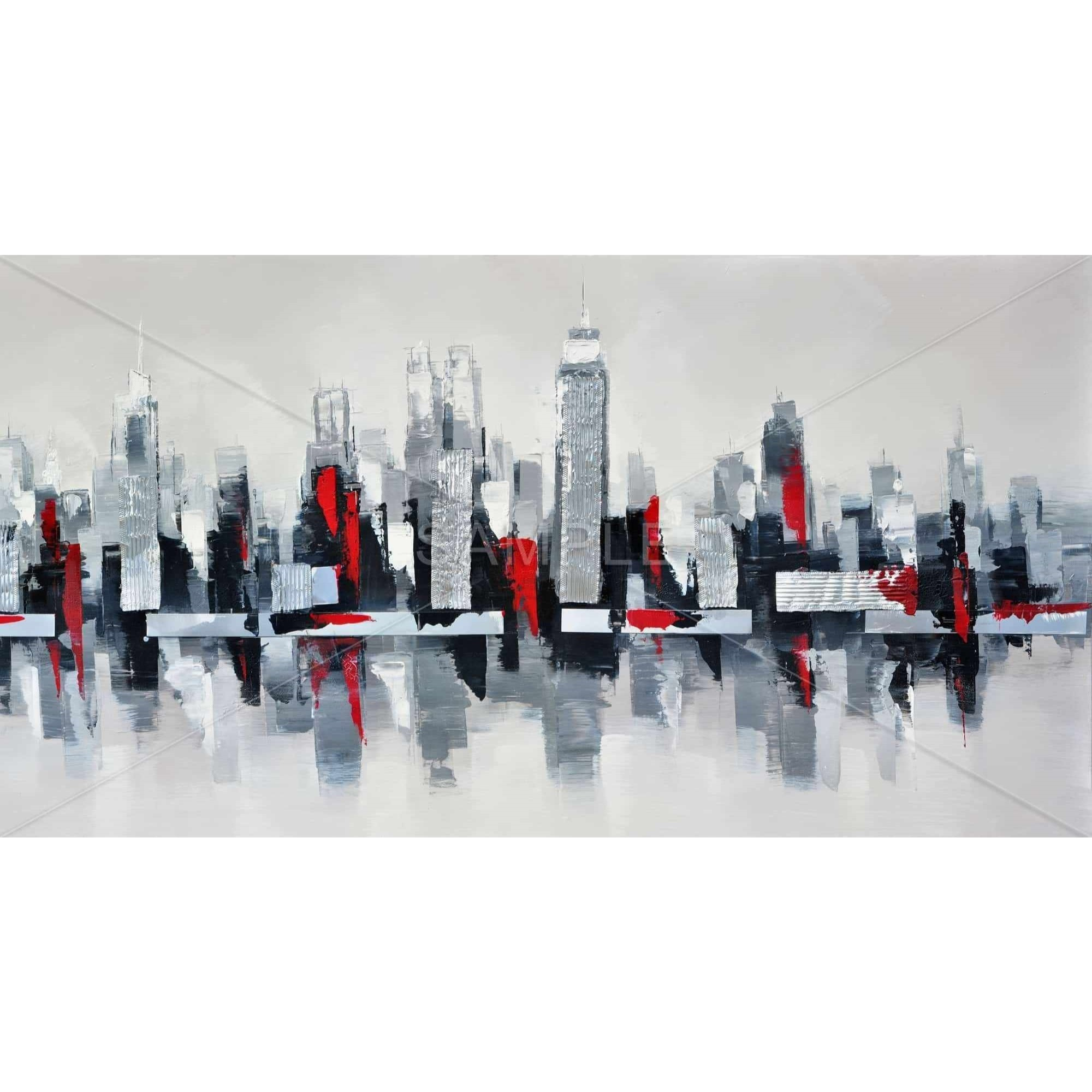 GRAY AND RED FLOATING CITYSCAPE - Print on canvas by Begin Edition