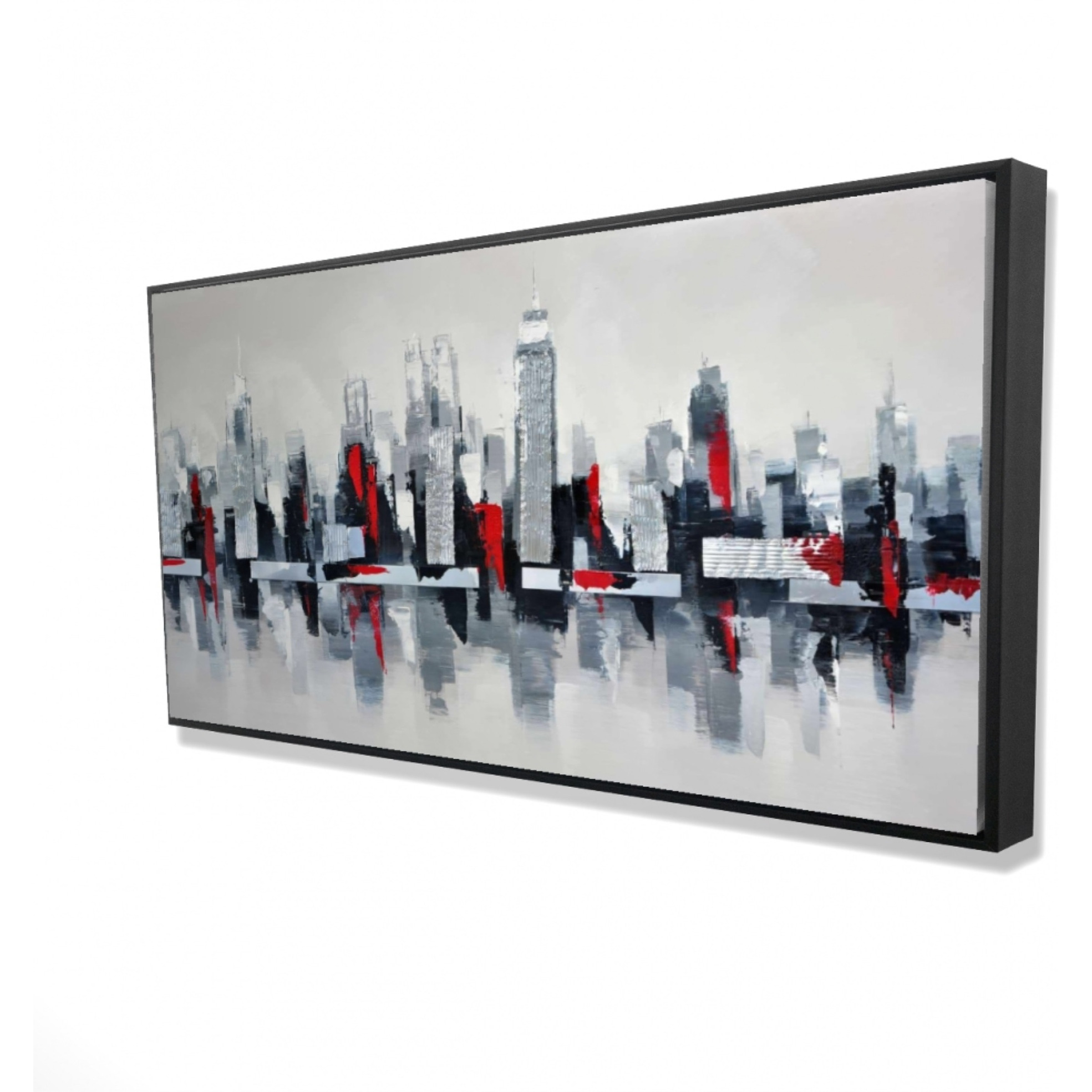 GRAY AND RED FLOATING CITYSCAPE - Framed Print on canvas by Begin Edition