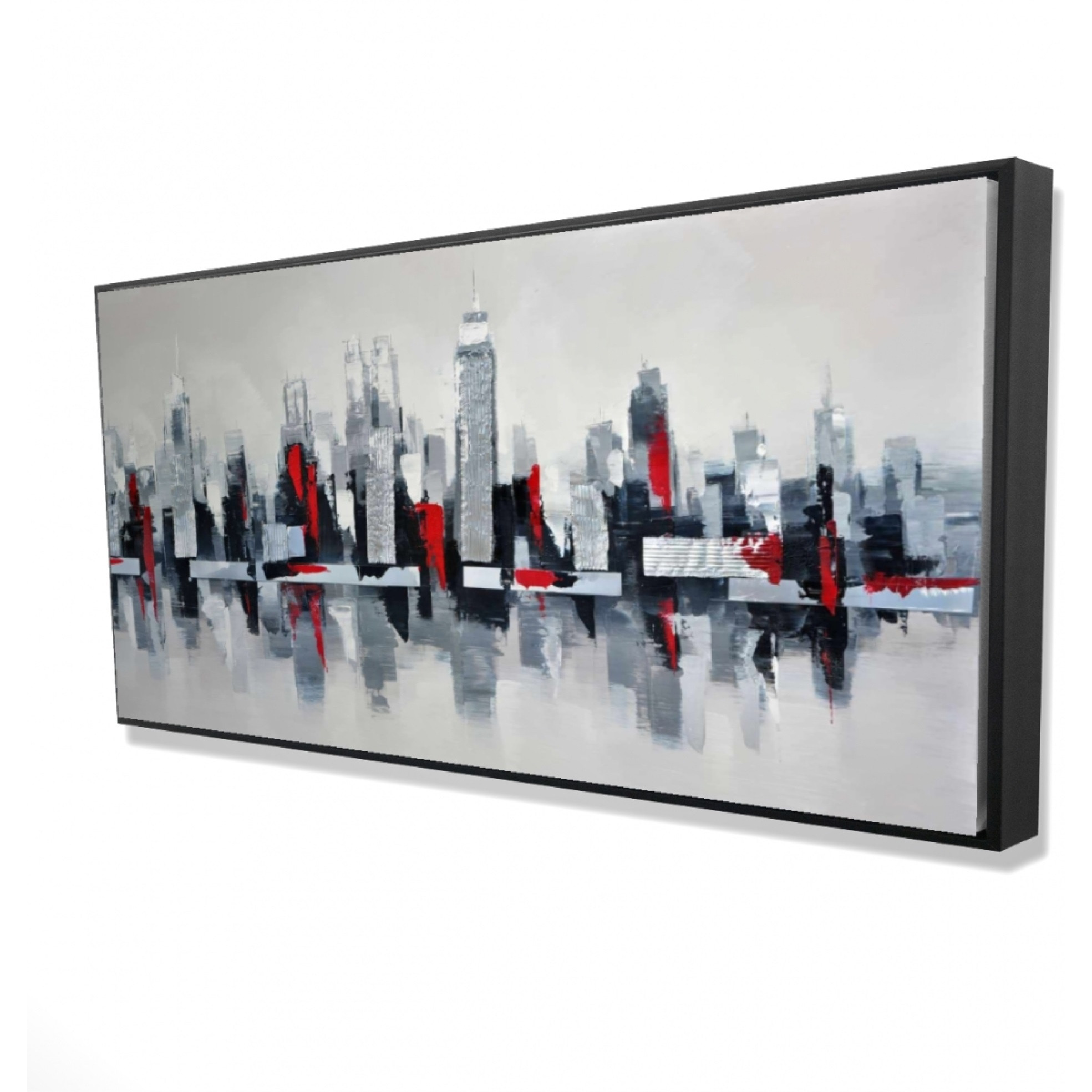 GRAY AND RED FLOATING CITYSCAPE - Framed Print on canvas by Begin Edition
